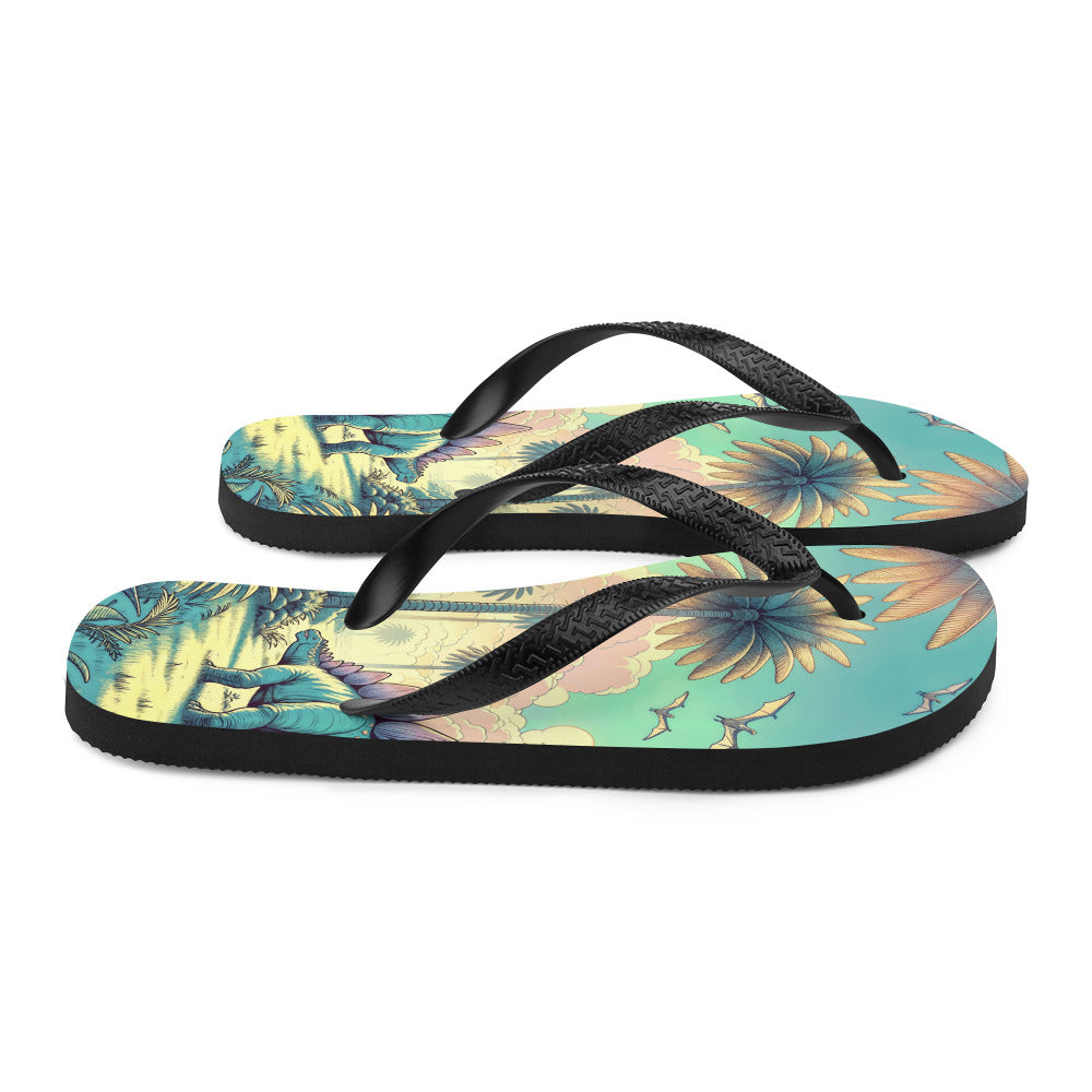 Serene Stegosaurus - Dinosaur Flip-Flops
