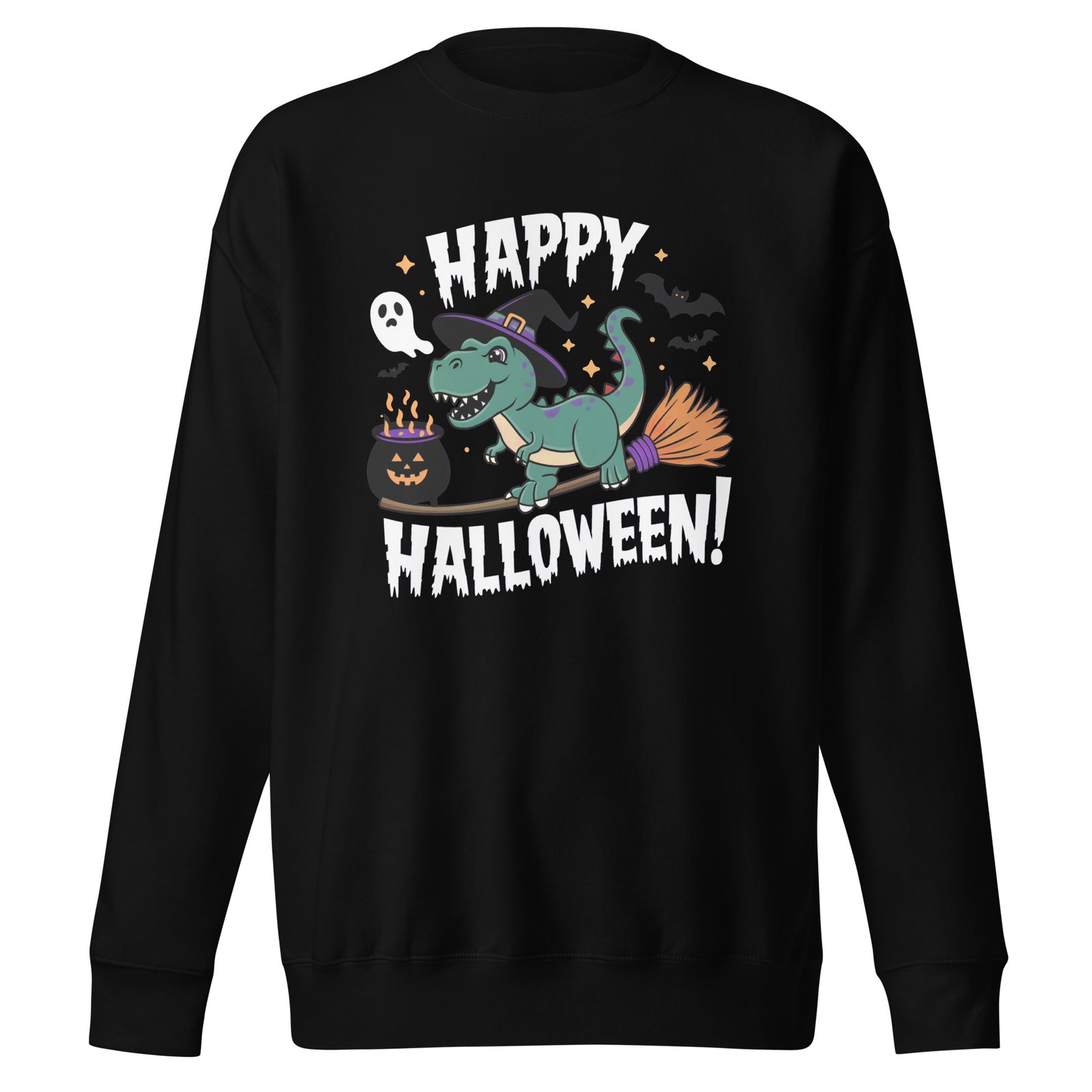 Happy Halloween Broom - Dinosaur Sweatshirt