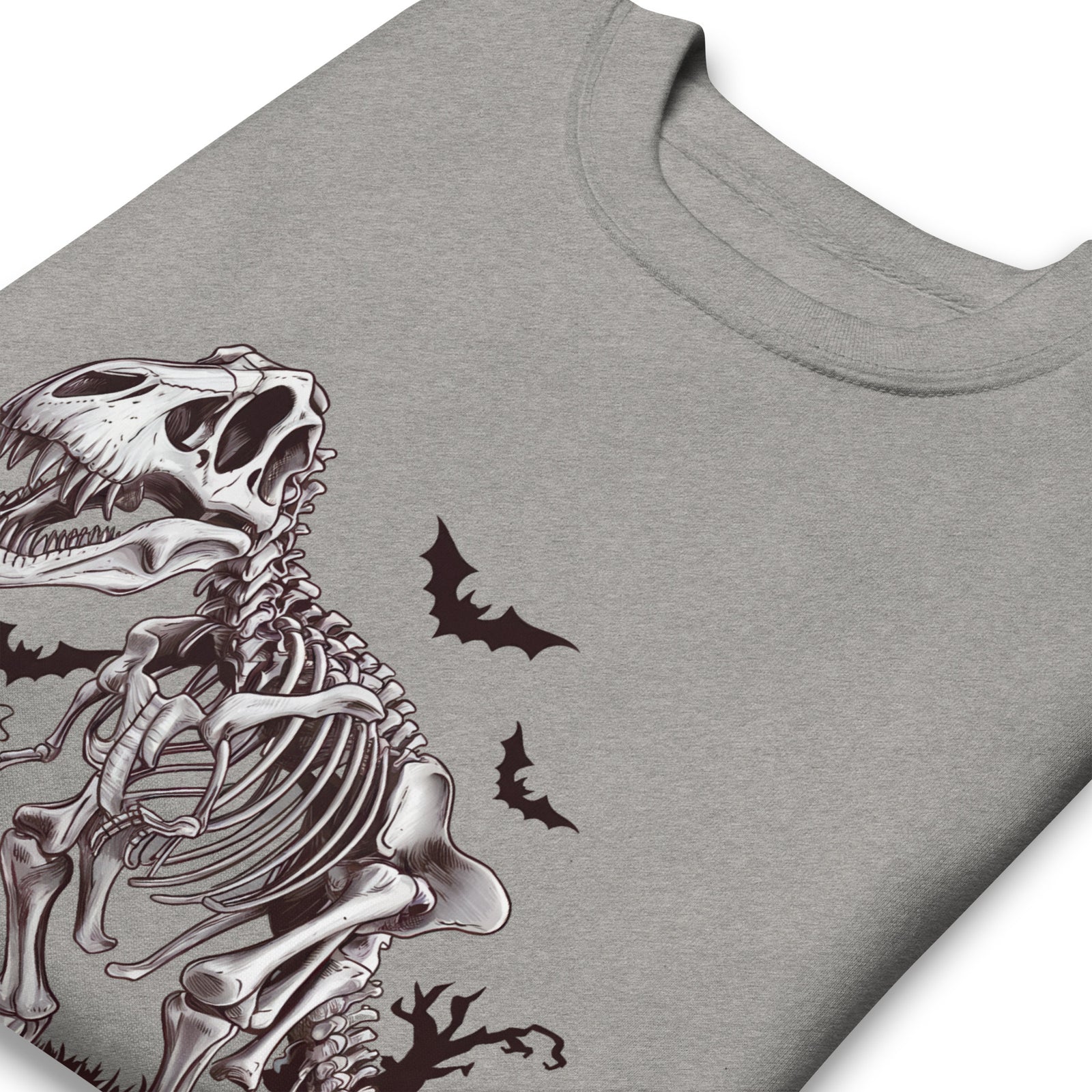 Skeleton & Pumpkins - Premium Dinosaur Sweatshirt