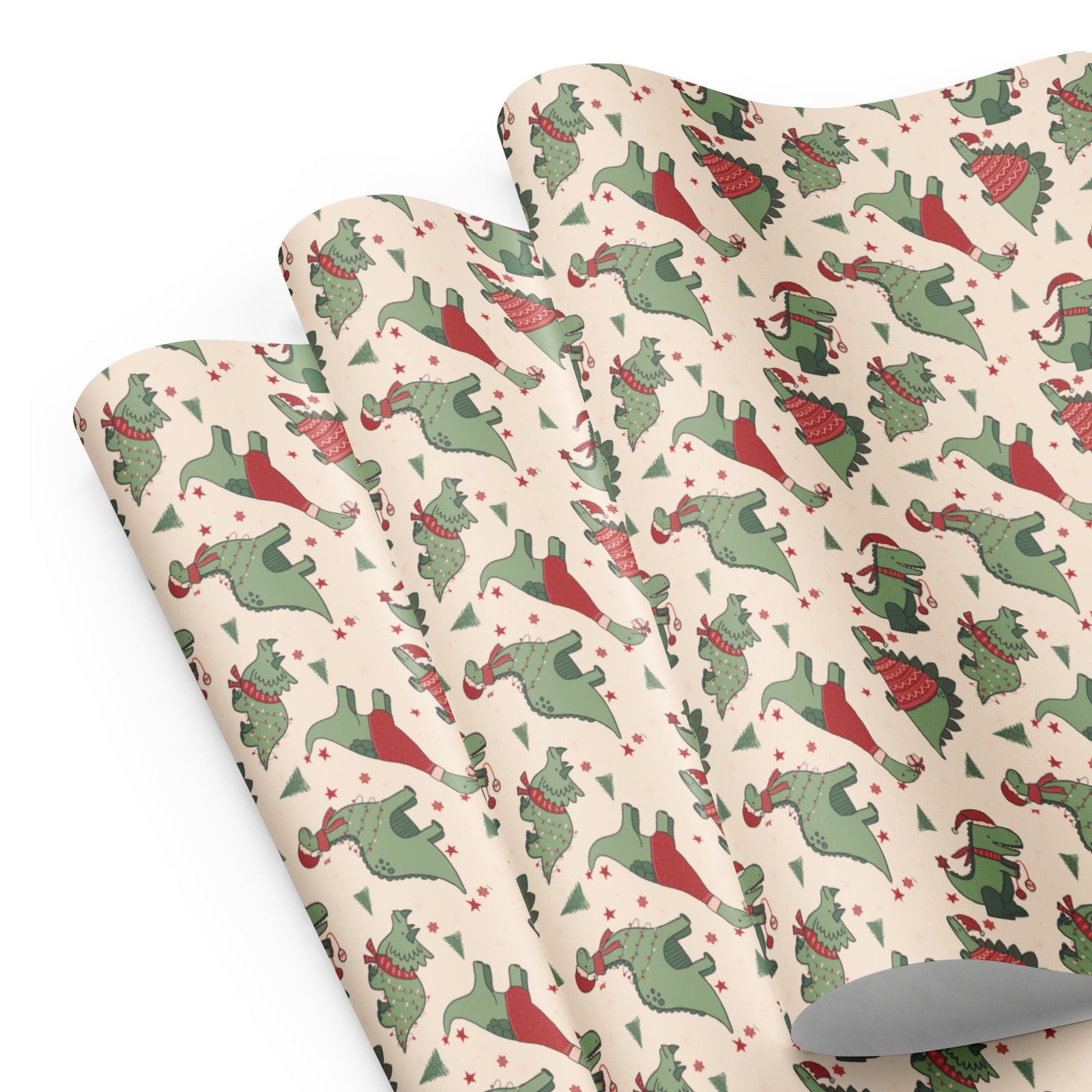 Jolly Dinosaurs - Christmas Dinosaur Wrapping Paper