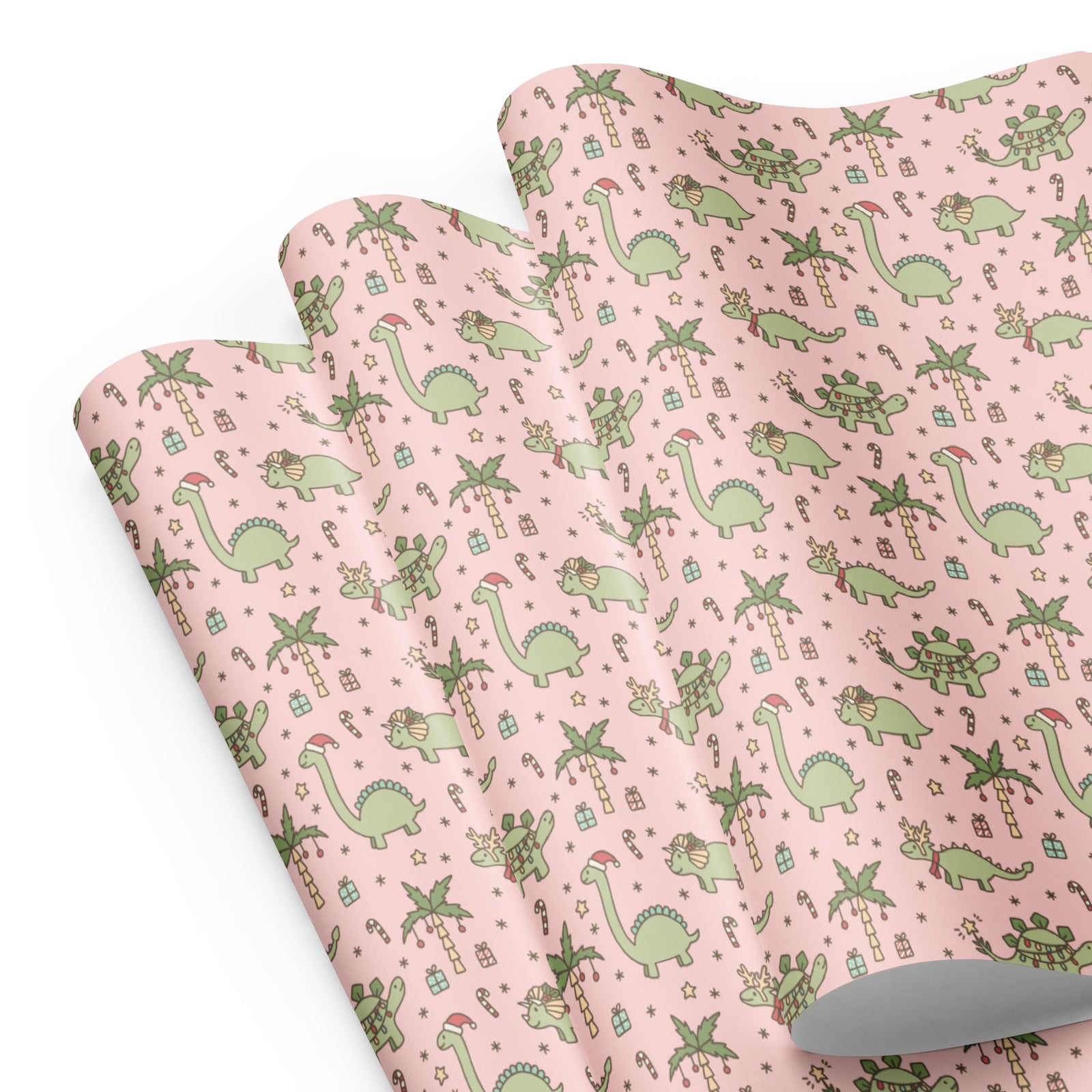 Pink Christmas - Dinosaur Christmas Wrapping Paper
