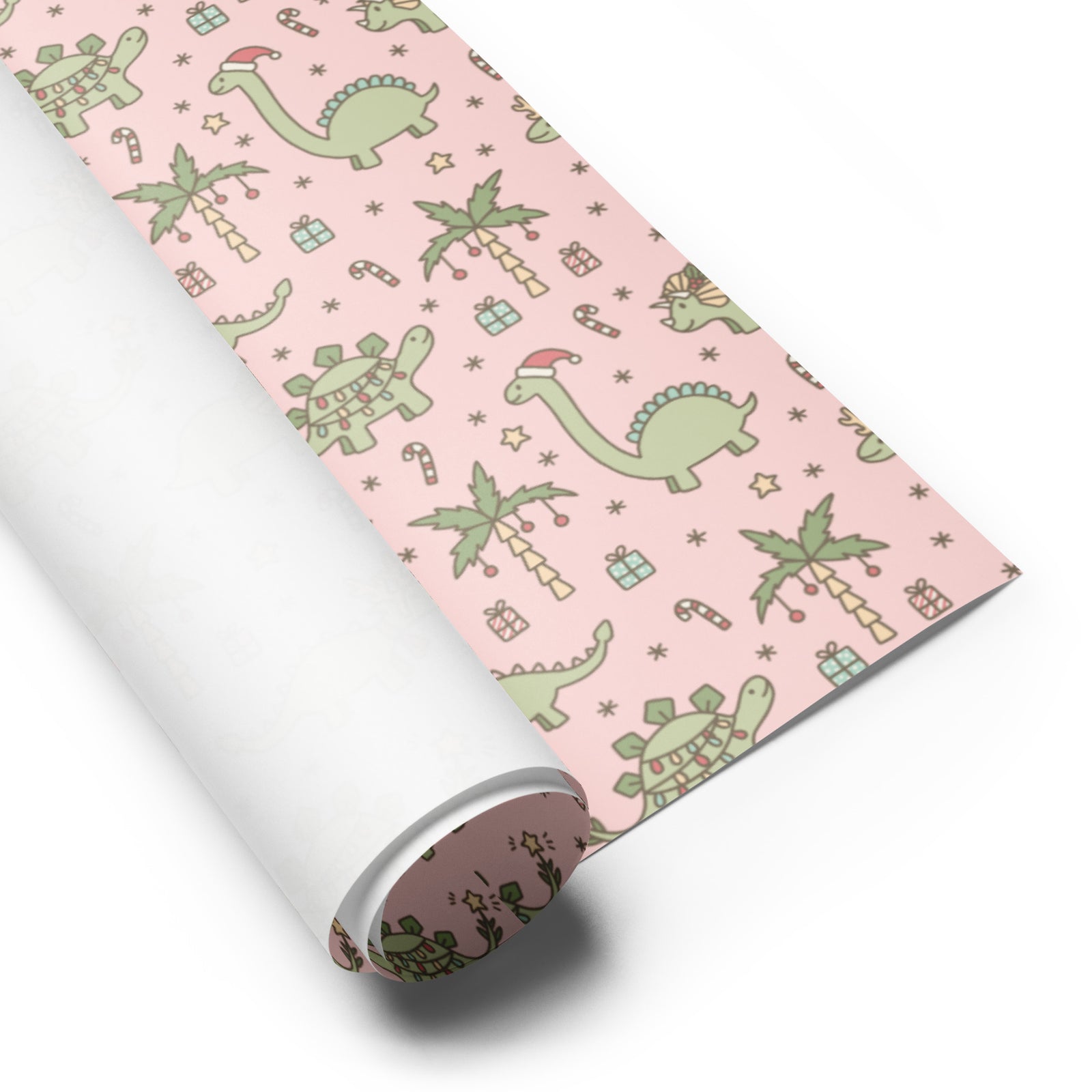 Pink Christmas - Dinosaur Christmas Wrapping Paper