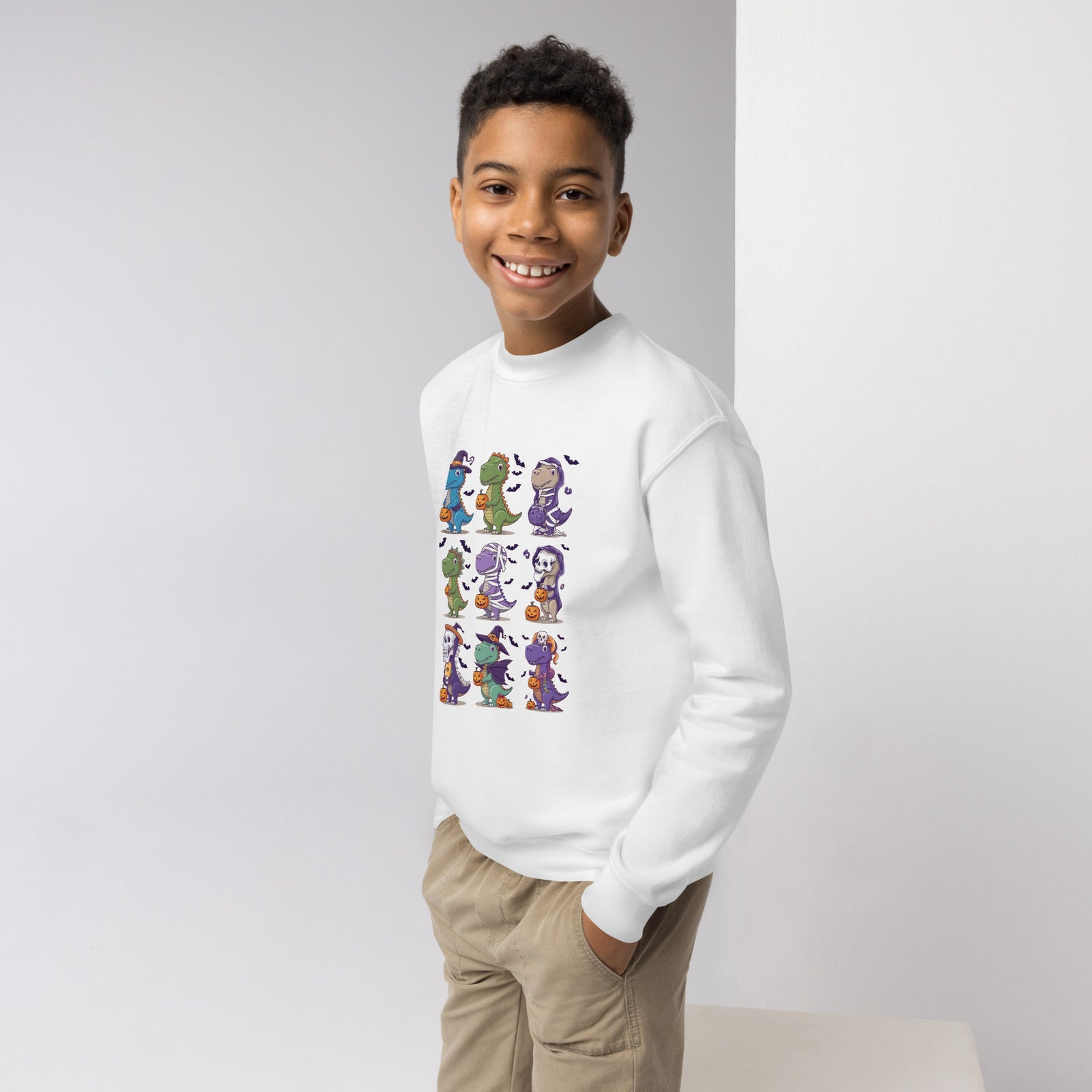 9 Halloween Dinos - Youth Dinosaur Sweatshirt