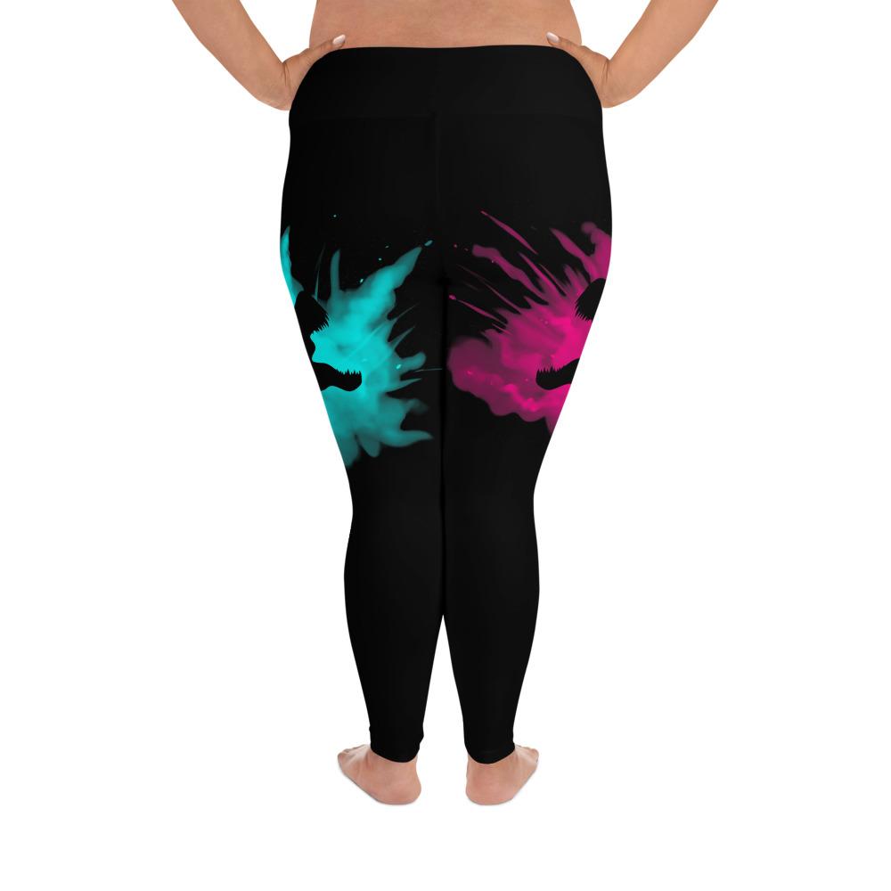 Dinosaur Leggings Plus Size - Pink & Blue Splashin T-Rex