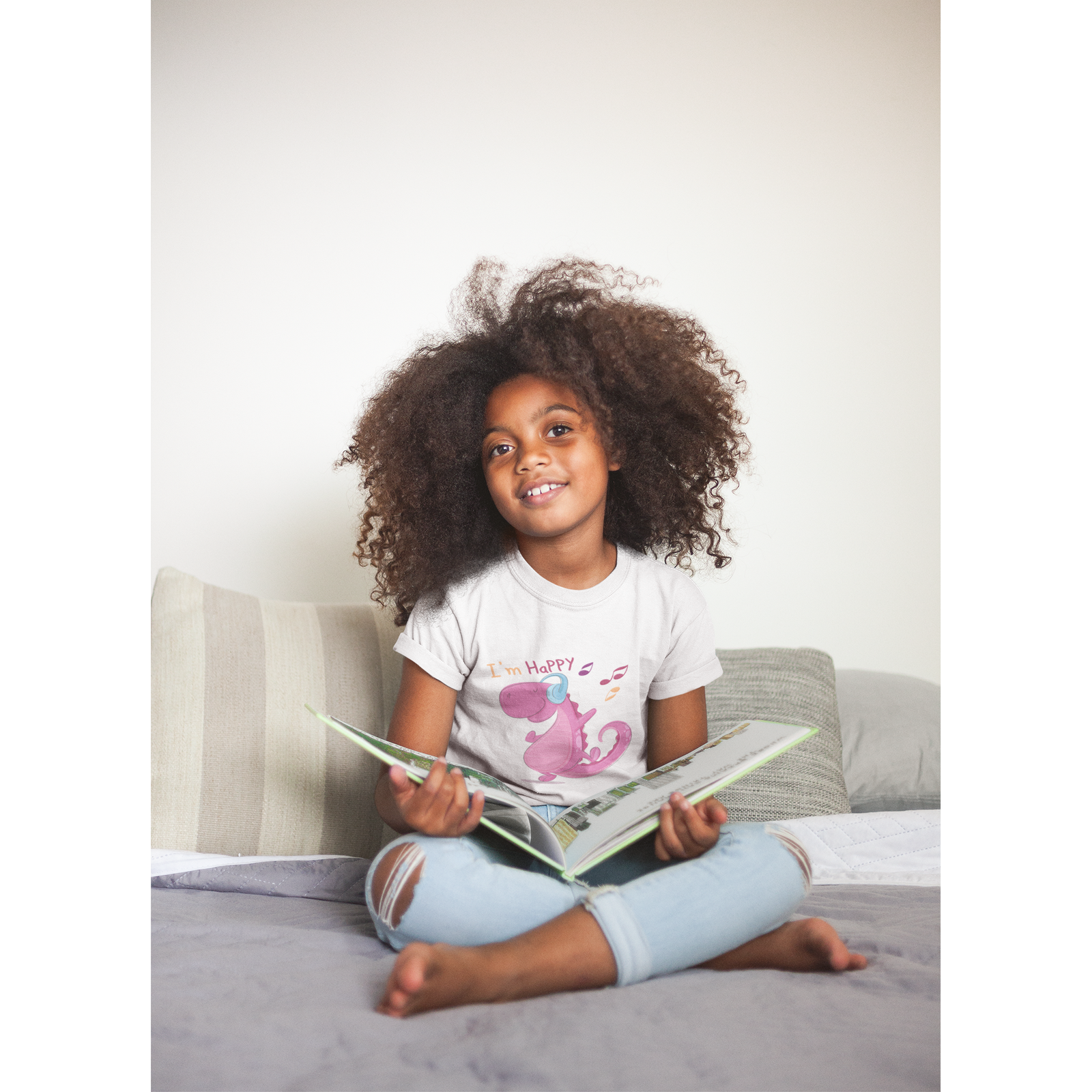 Girl Wearing Dinosaur Shirt