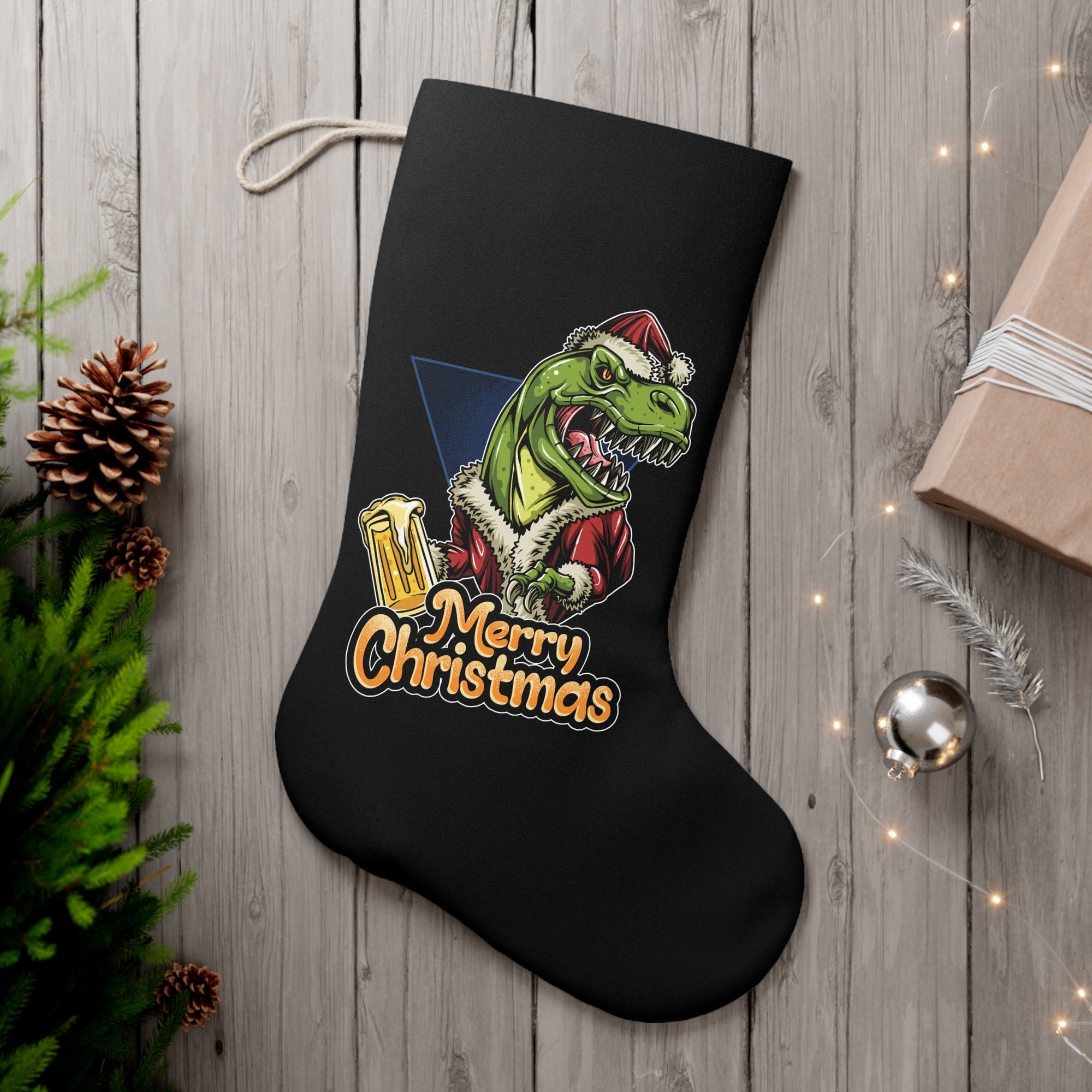 Drinking Rex - Dinosaur Christmas Stocking