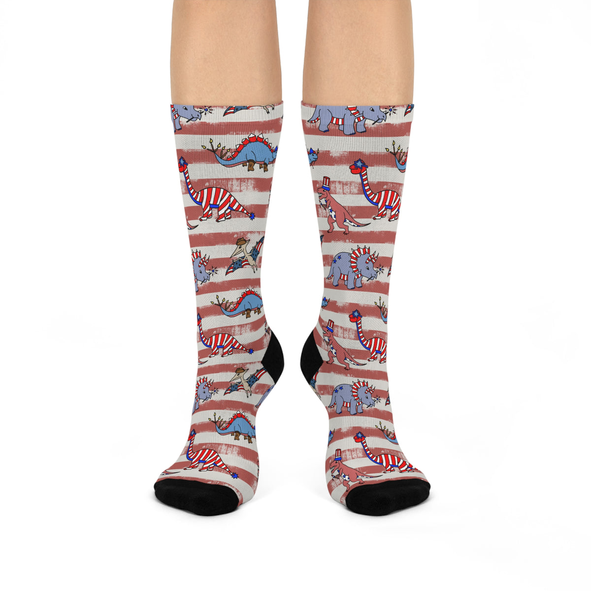 4th of July Stripes - Dinosaur Socks