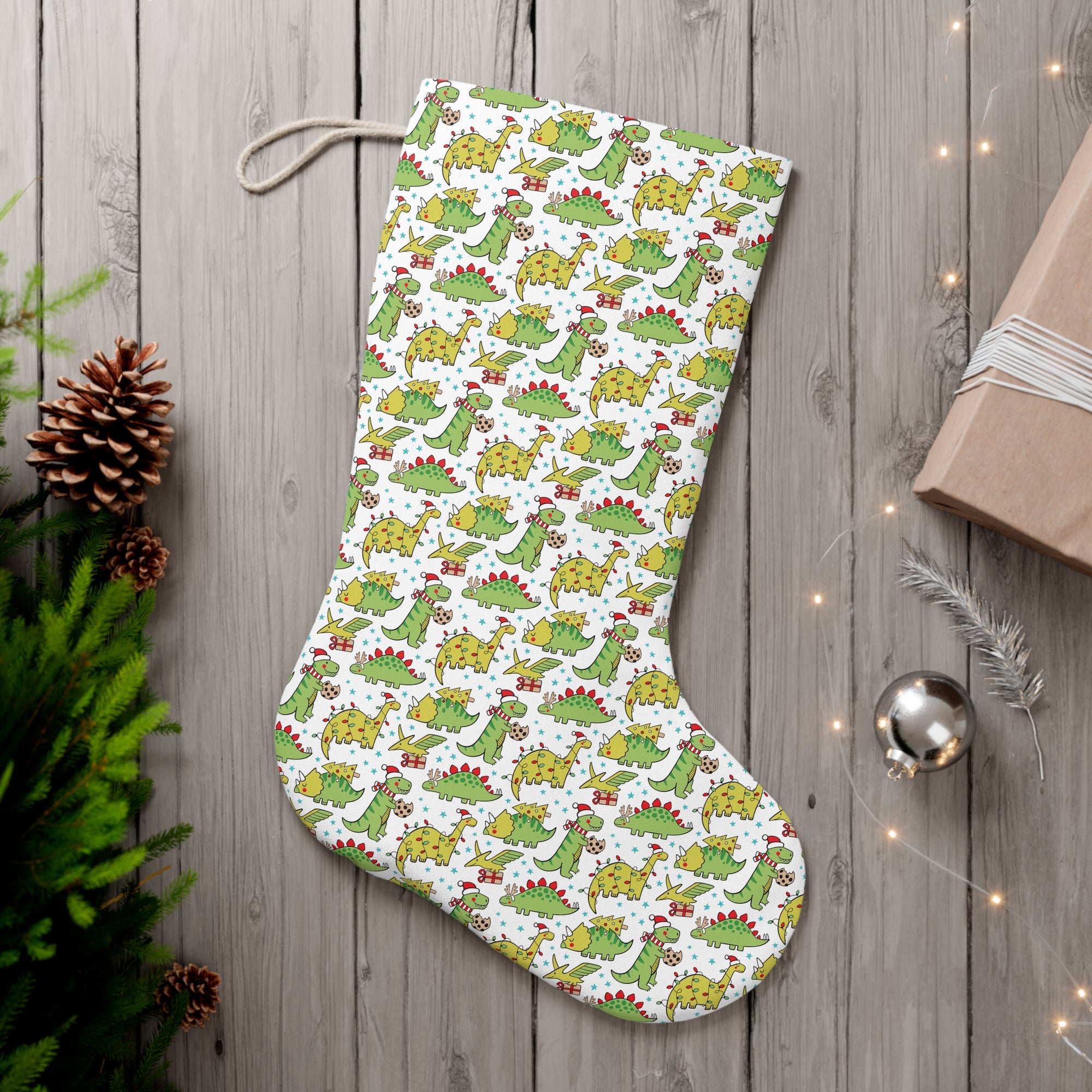 Cookies & Trees - Christmas Dinosaur Stocking