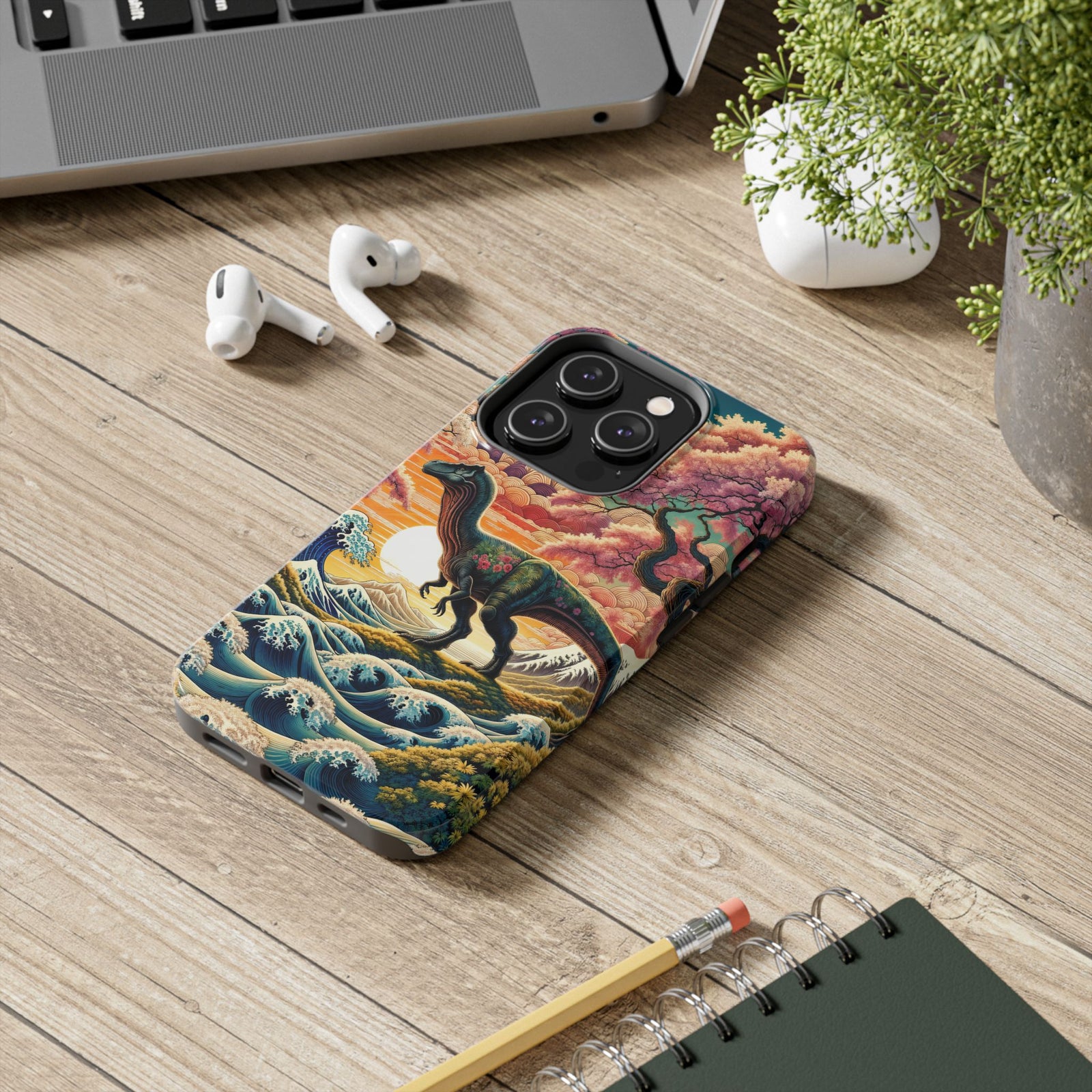 Dino Zen Waves - Dinosaur Phone Case
