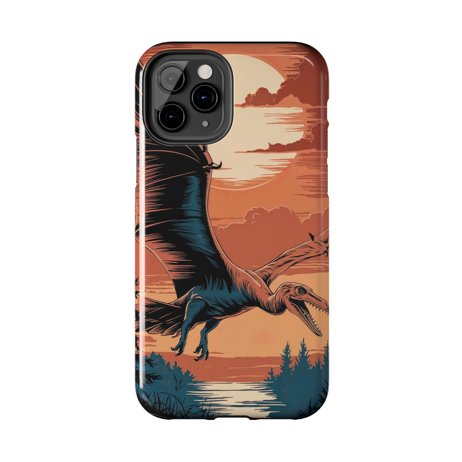 Sunset Pterodactyl Adventure - Dinosaur Phone Case