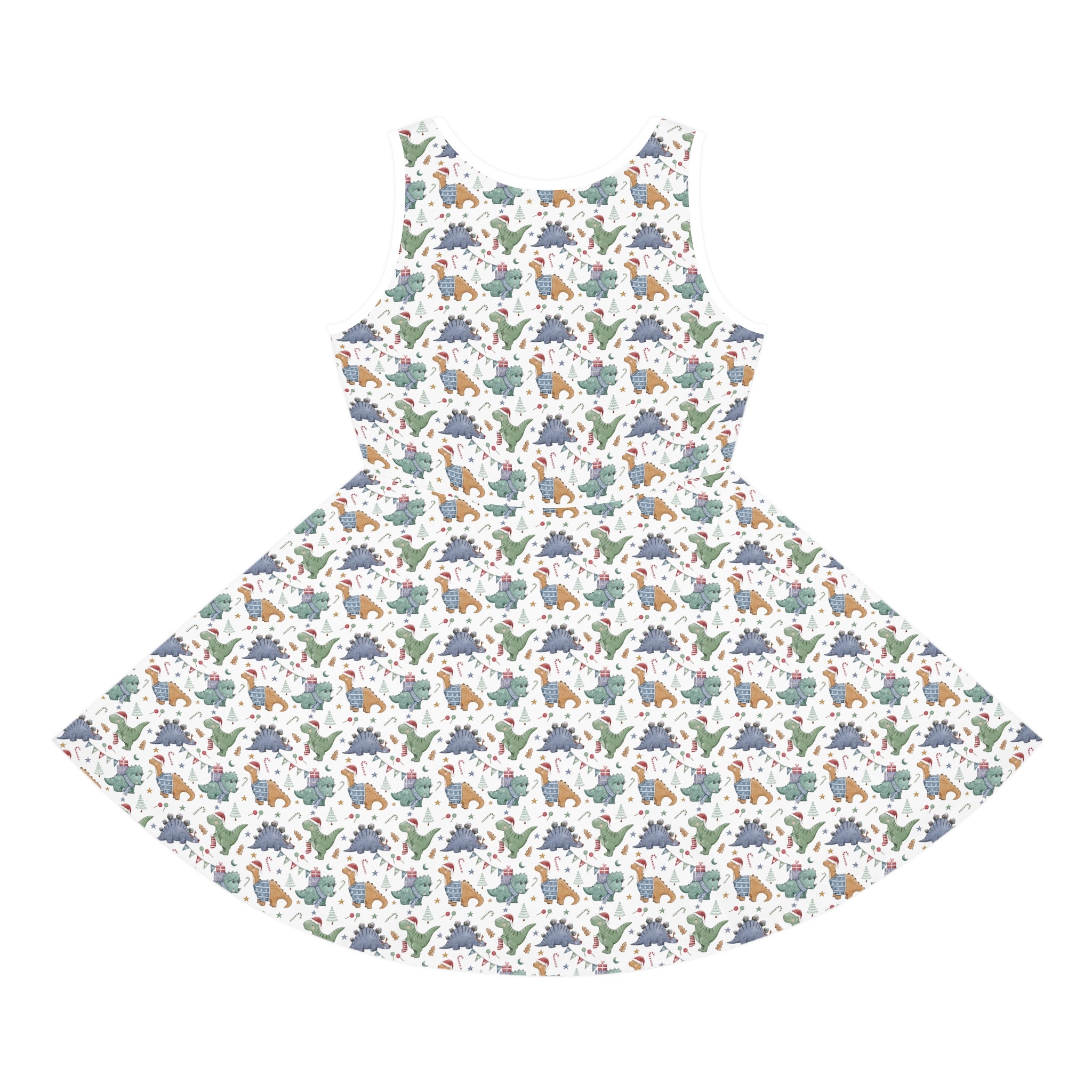 christmas dinosaur dress white christmas dresses Christmas Dinosaur Dress with Pockets