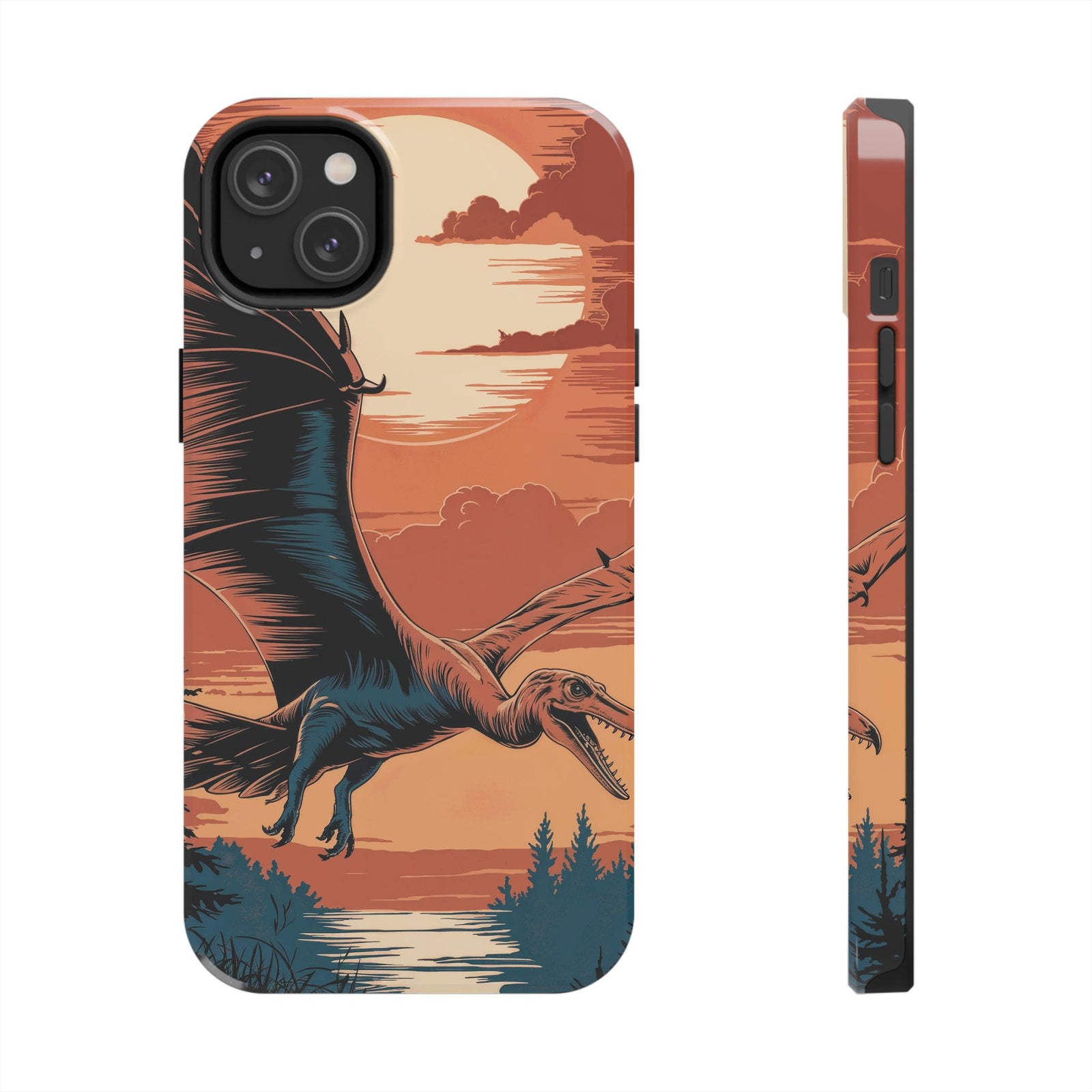 Sunset Pterodactyl Adventure - Dinosaur Phone Case