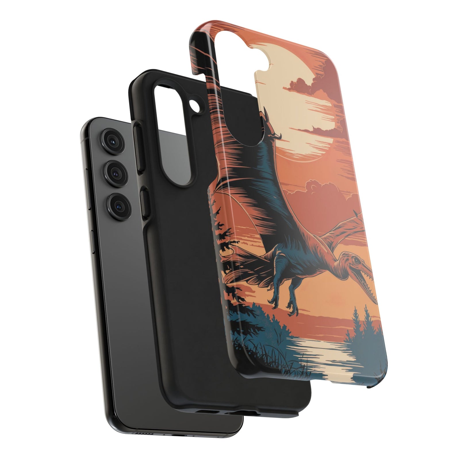 Sunset Pterodactyl Adventure - Dinosaur Phone Case