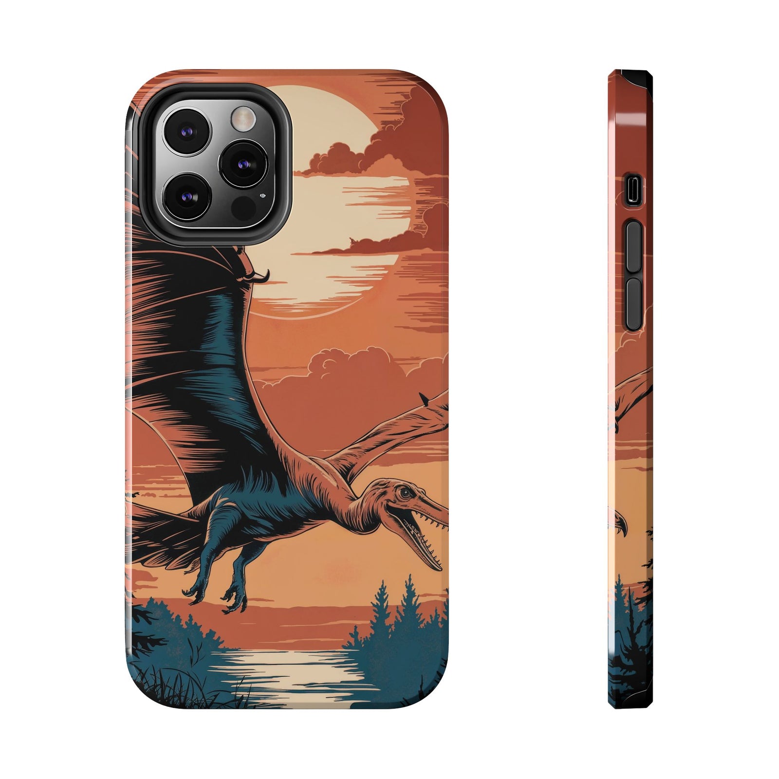 Sunset Pterodactyl Adventure - Dinosaur Phone Case