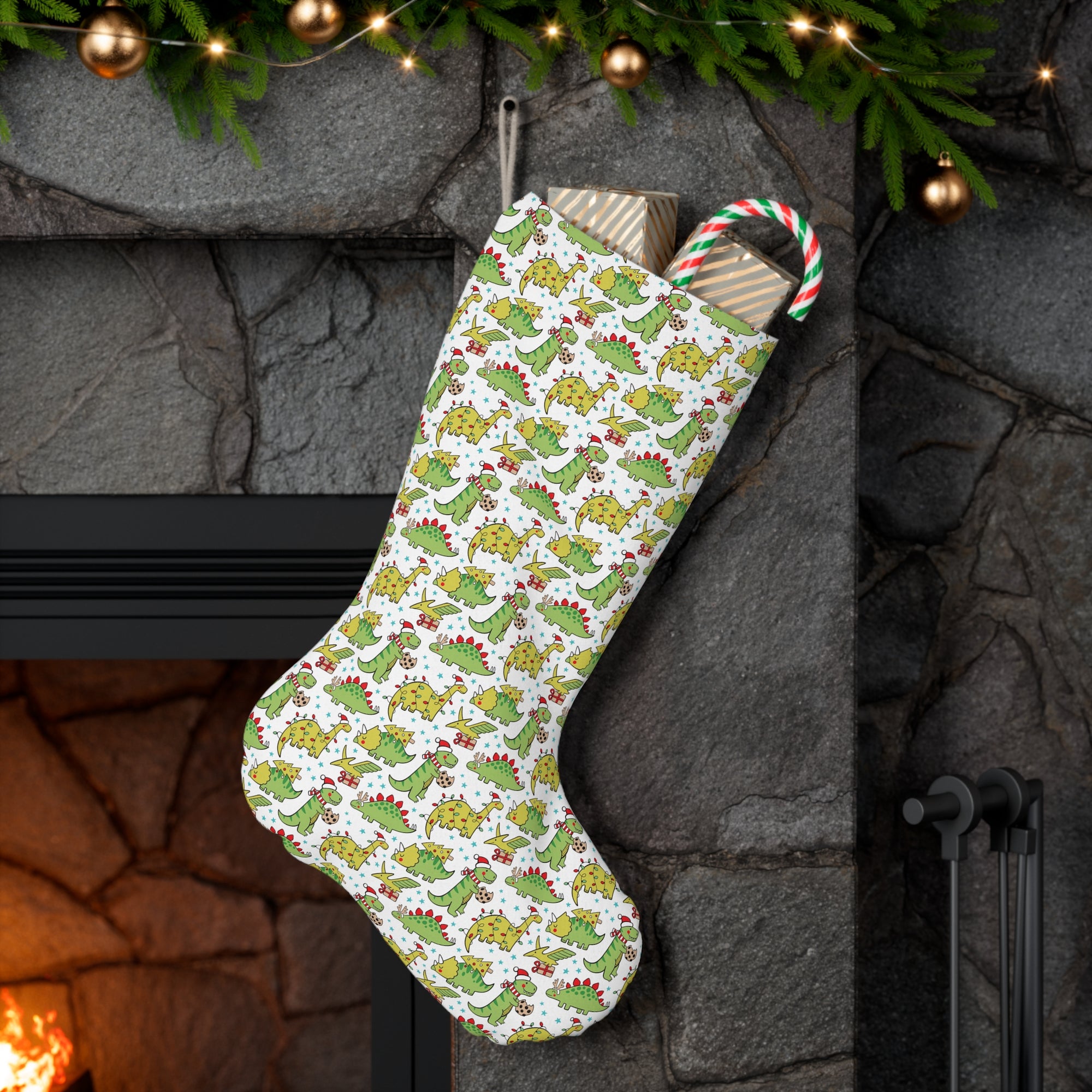 Cookies & Trees - Christmas Dinosaur Stocking