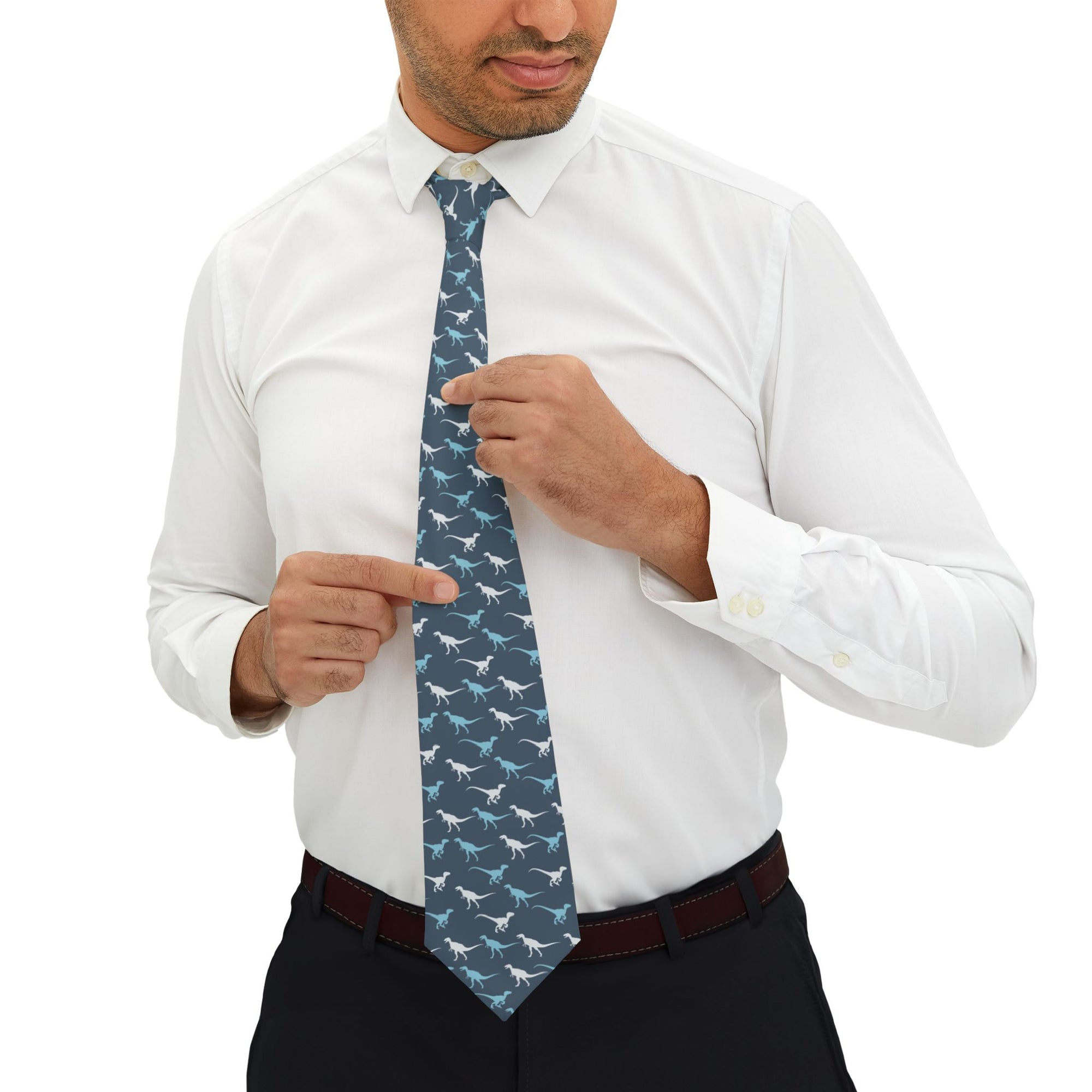 Blue and White Raptors - Dinosaur Tie