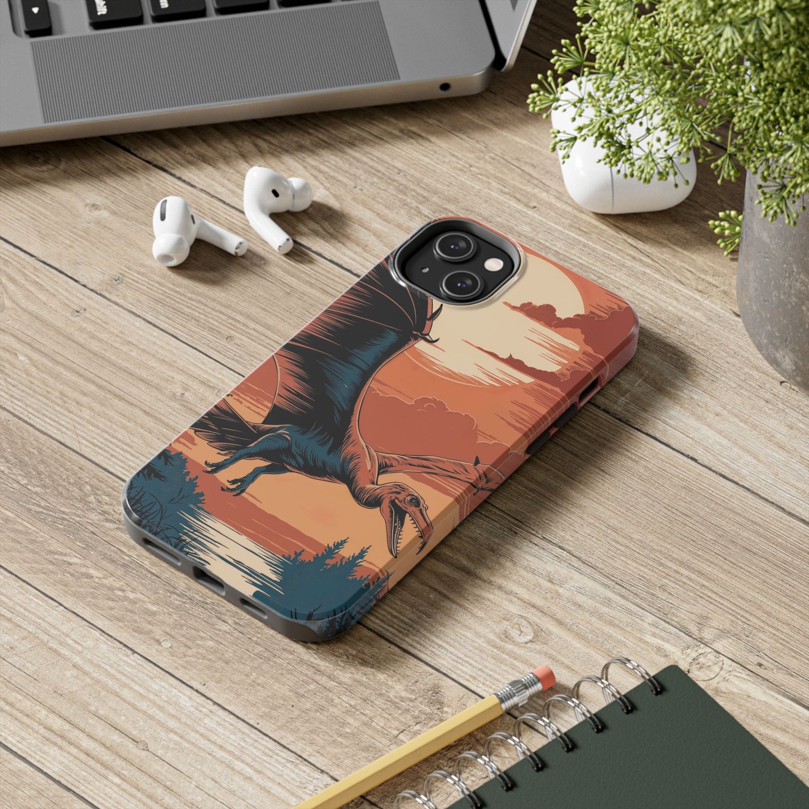 Sunset Pterodactyl Adventure - Dinosaur Phone Case