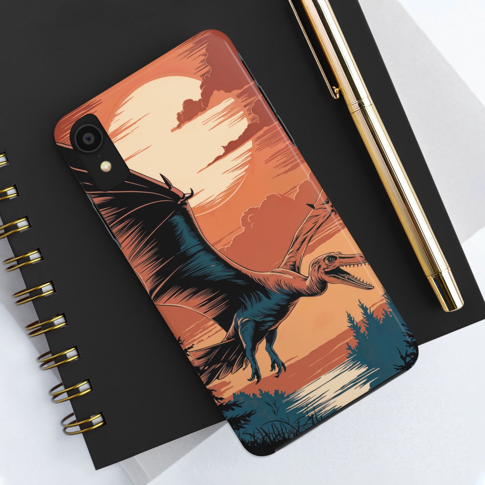 Sunset Pterodactyl Adventure - Dinosaur Phone Case
