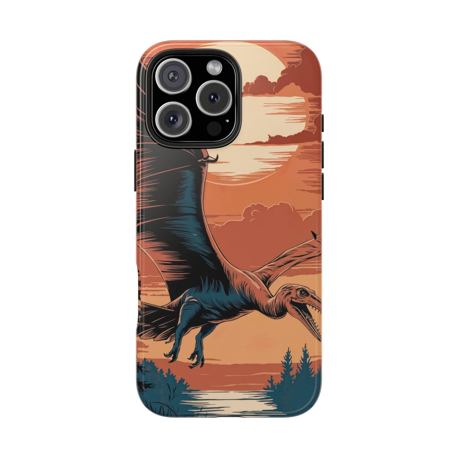 Sunset Pterodactyl Adventure - Dinosaur Phone Case