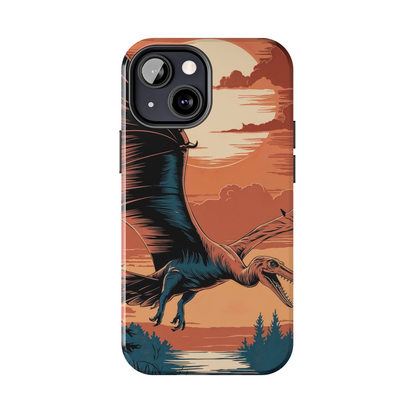 Sunset Pterodactyl Adventure - Dinosaur Phone Case