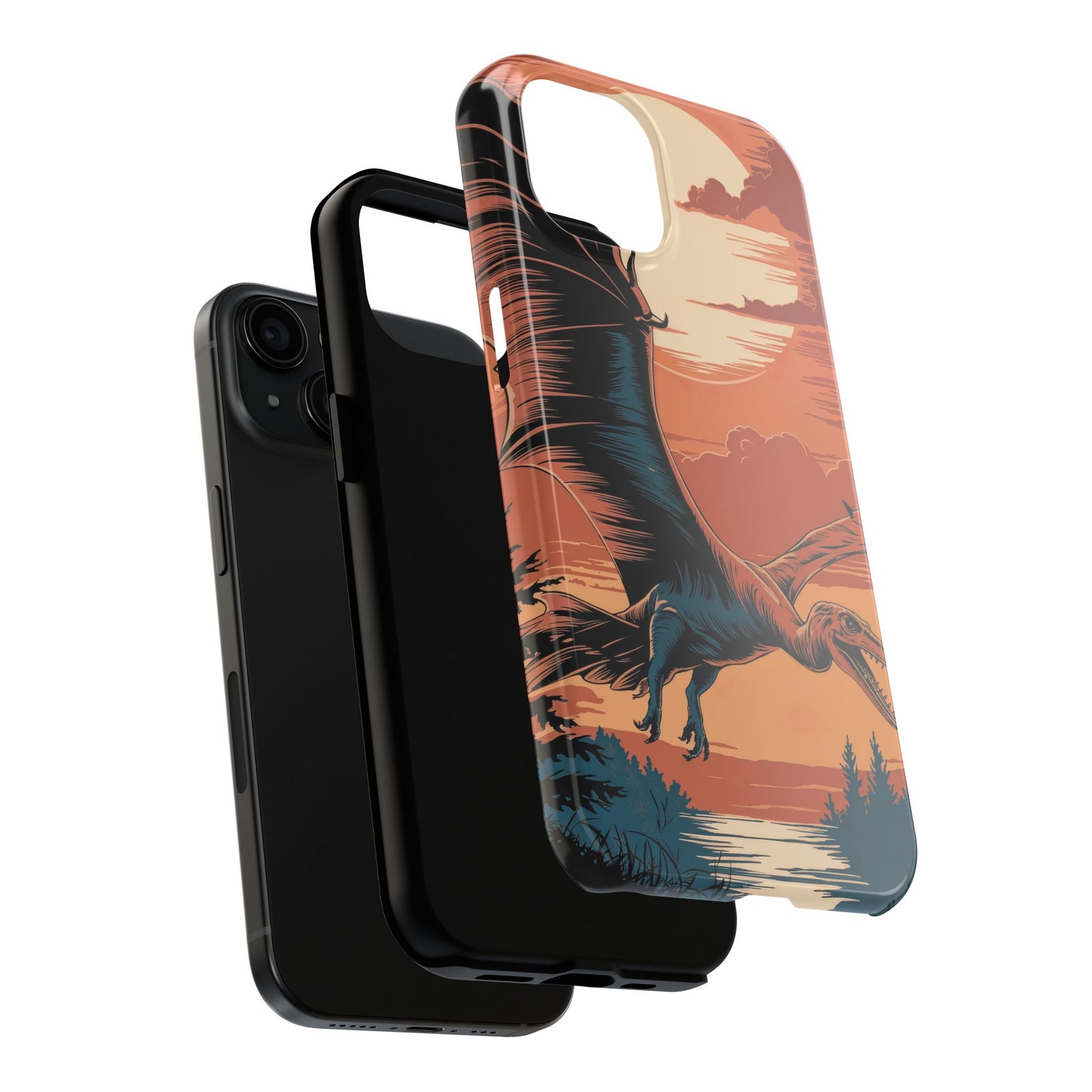Sunset Pterodactyl Adventure - Dinosaur Phone Case
