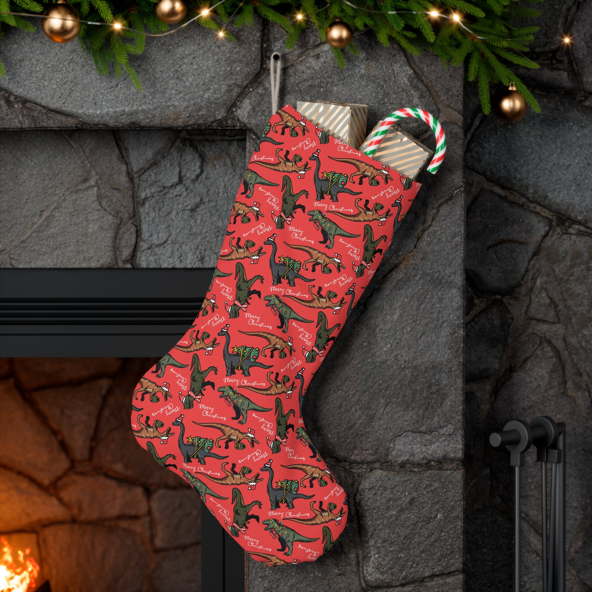 Merry Christmas - Dinosaur Christmas Stocking