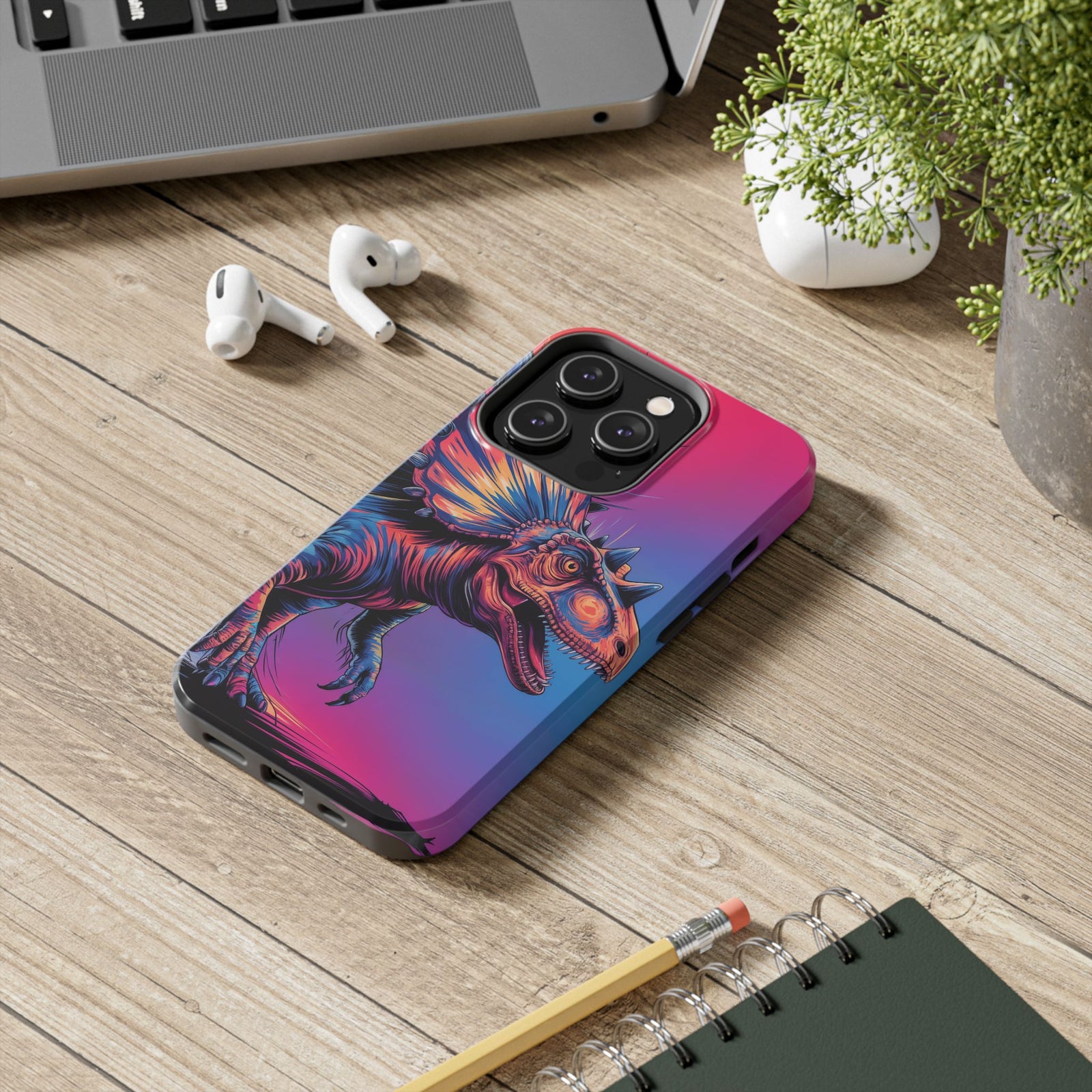 Styracosaurus Neon Roar - Dinosaur Phone Case
