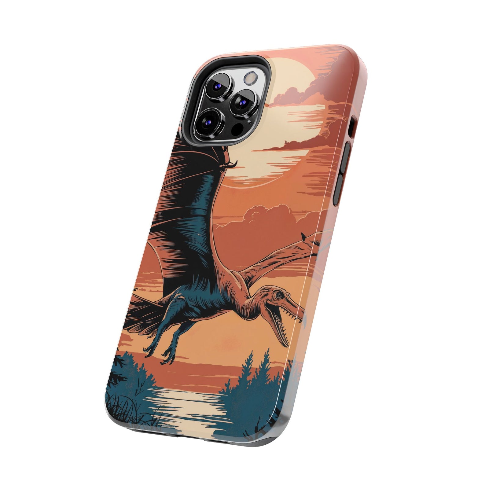 Sunset Pterodactyl Adventure - Dinosaur Phone Case