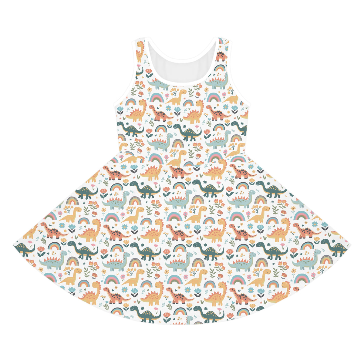 Rainbows &amp; Dinos - Girls/Toddler Dinosaur Sundress