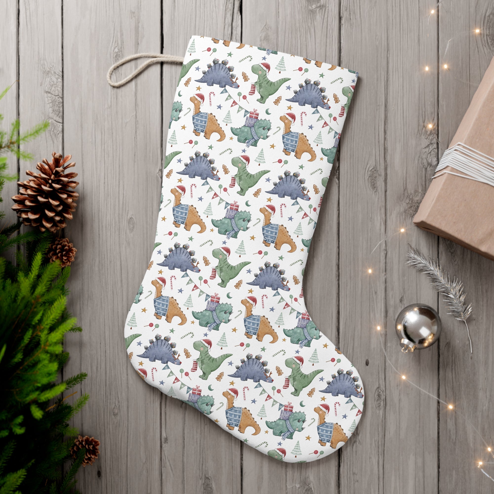 Dino Christmas Party - Dinosaur Christmas Stocking