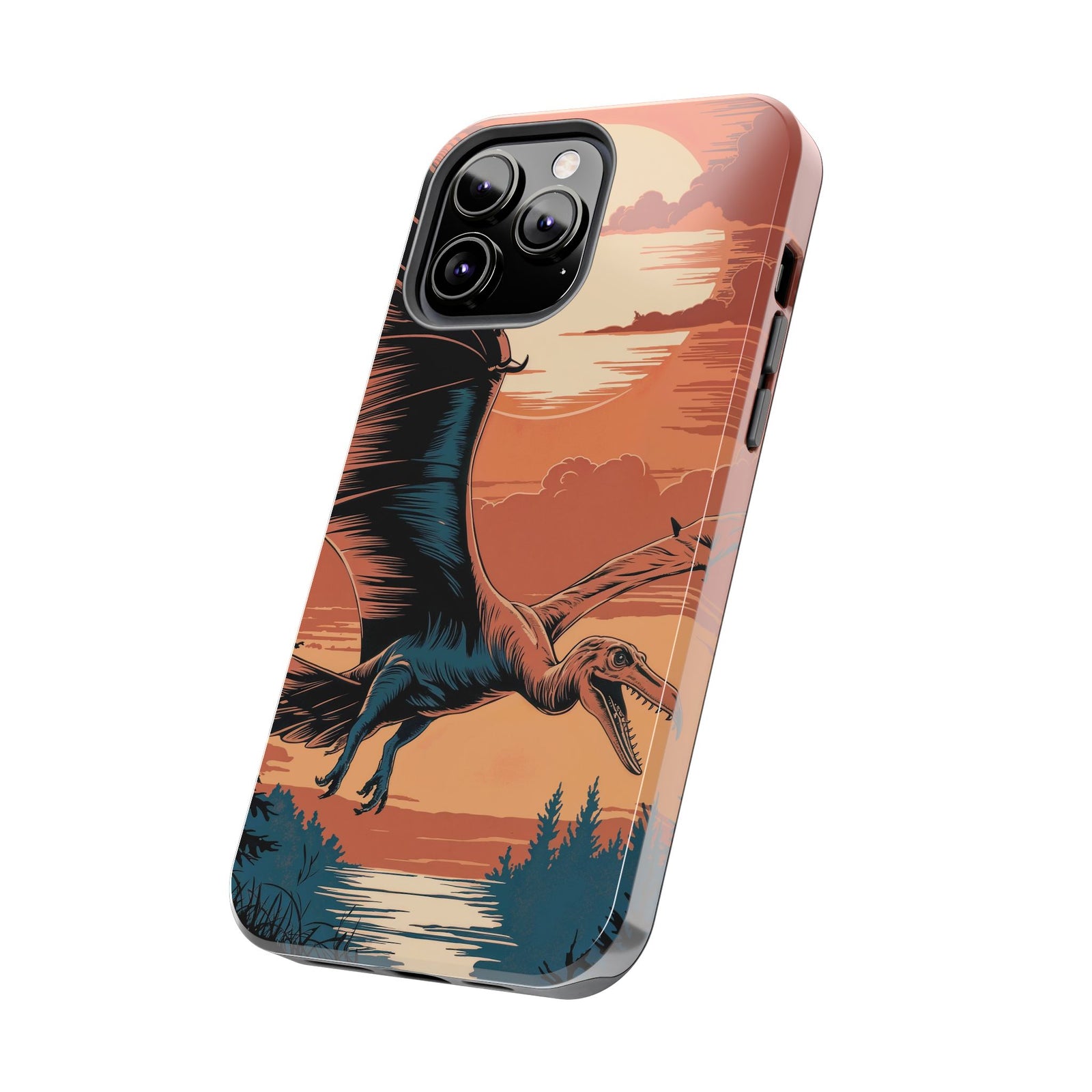 Sunset Pterodactyl Adventure - Dinosaur Phone Case