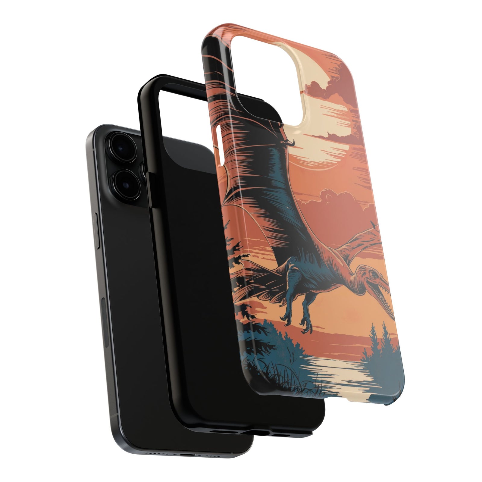 Sunset Pterodactyl Adventure - Dinosaur Phone Case
