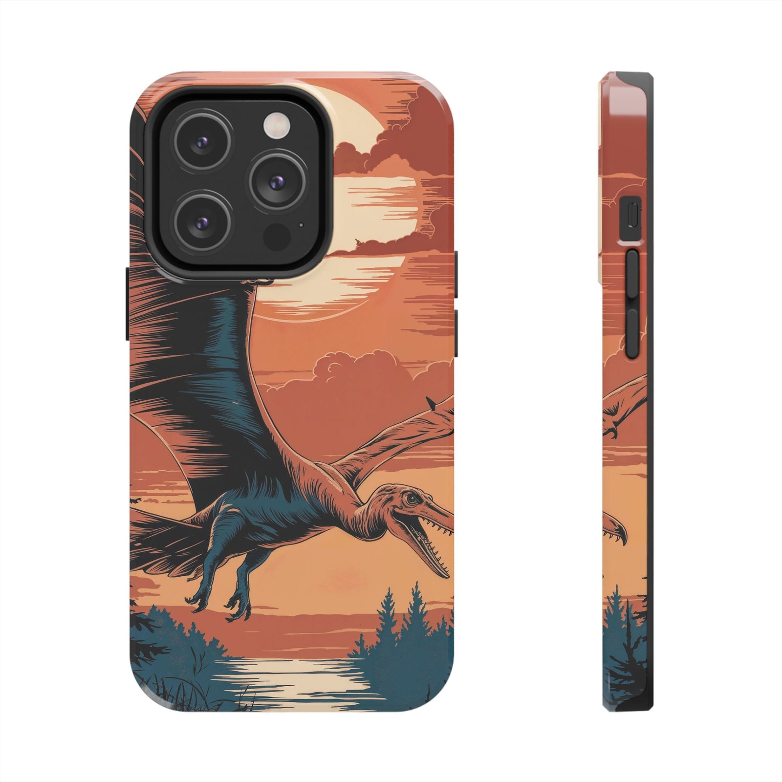 Sunset Pterodactyl Adventure - Dinosaur Phone Case