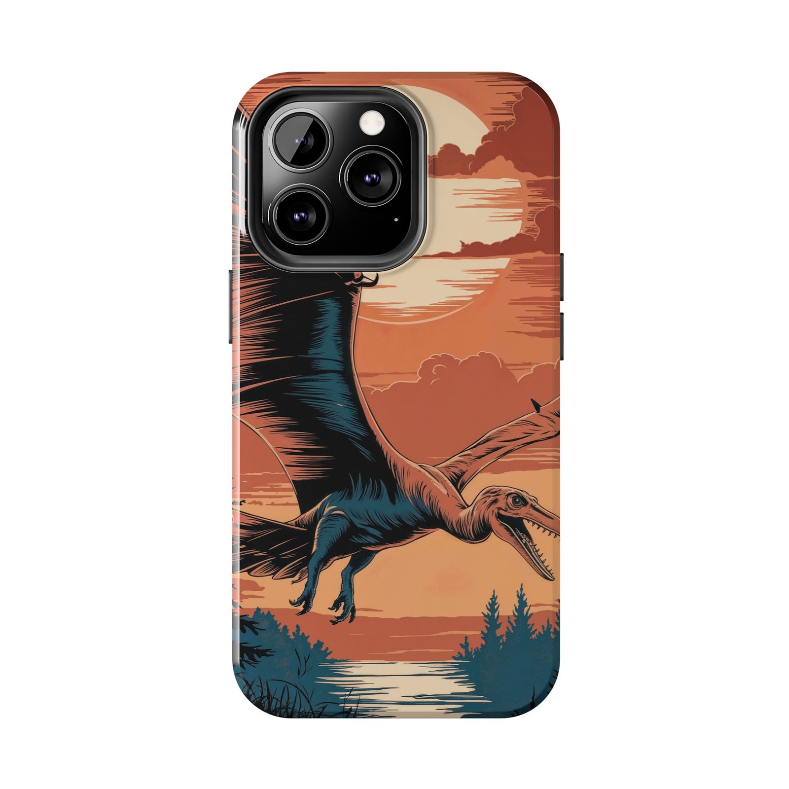 Sunset Pterodactyl Adventure - Dinosaur Phone Case