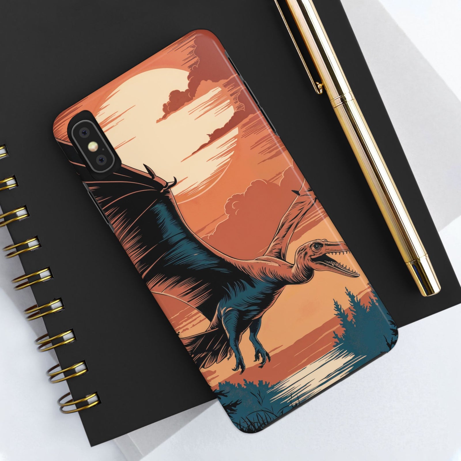 Sunset Pterodactyl Adventure - Dinosaur Phone Case