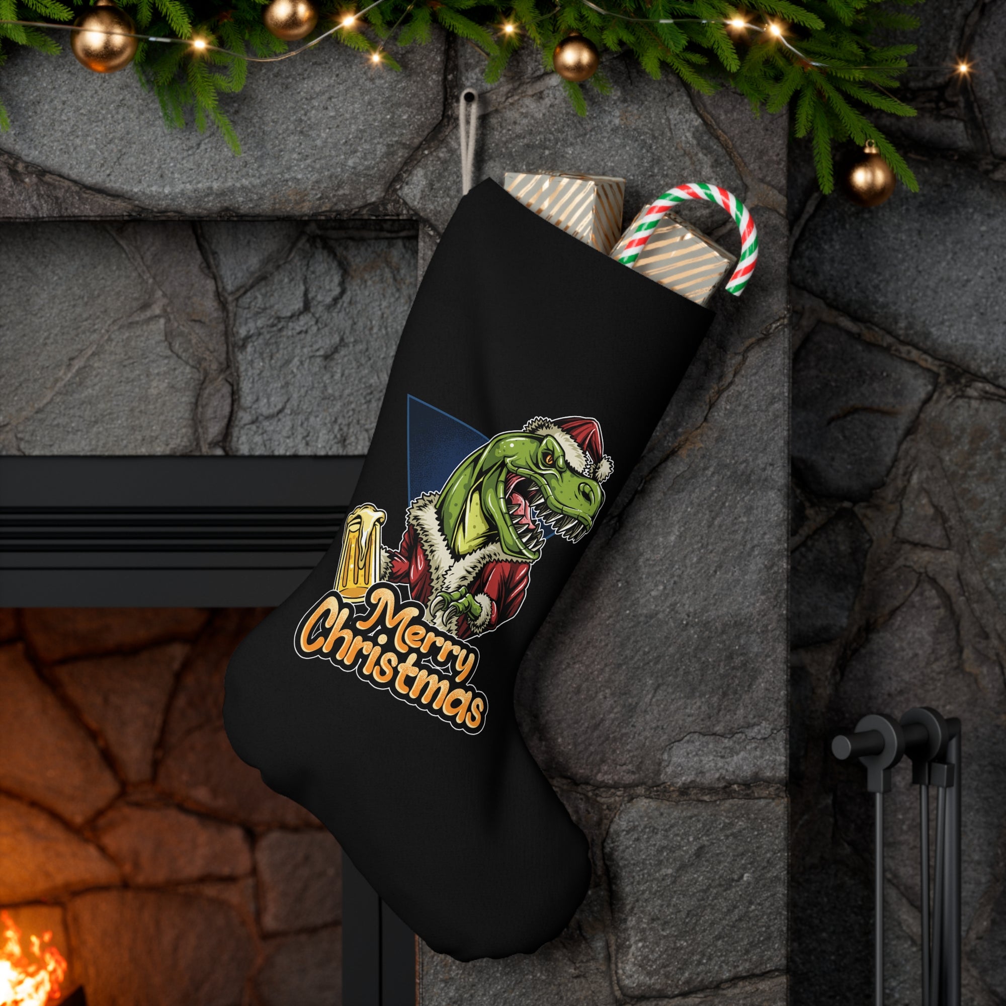 Drinking Rex - Dinosaur Christmas Stocking