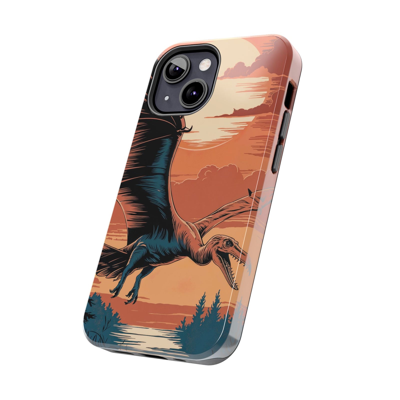 Sunset Pterodactyl Adventure - Dinosaur Phone Case