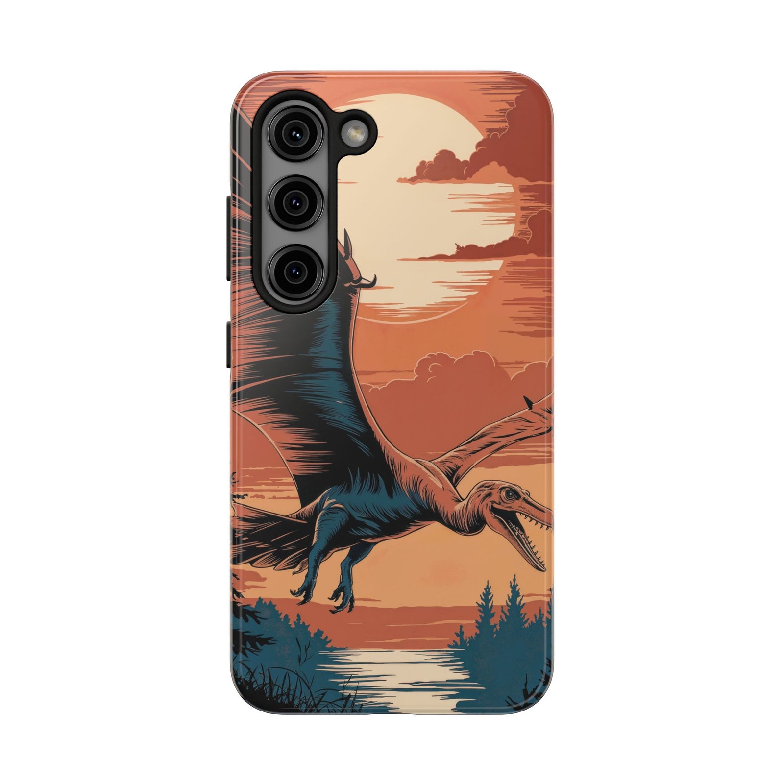 Sunset Pterodactyl Adventure - Dinosaur Phone Case