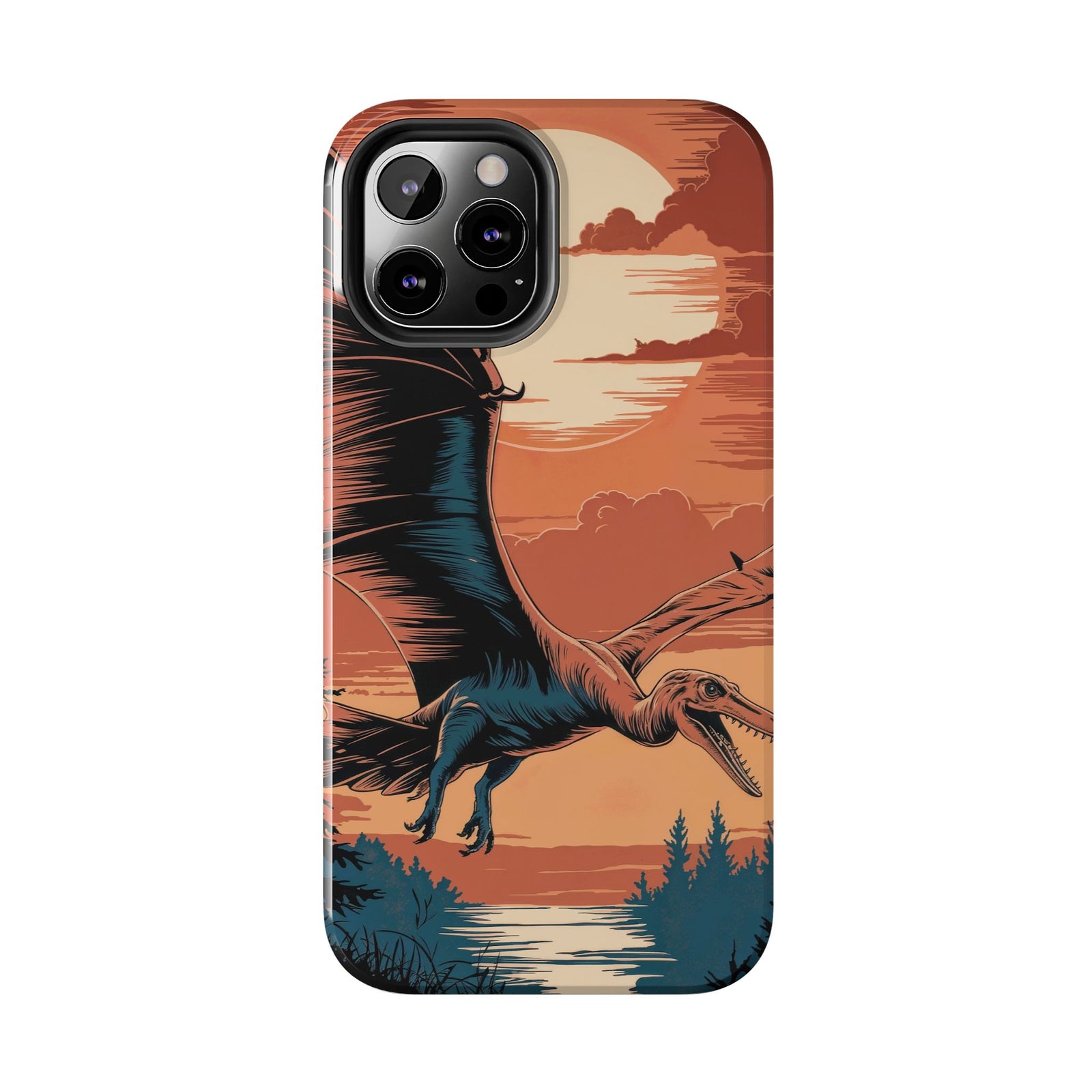 Sunset Pterodactyl Adventure - Dinosaur Phone Case