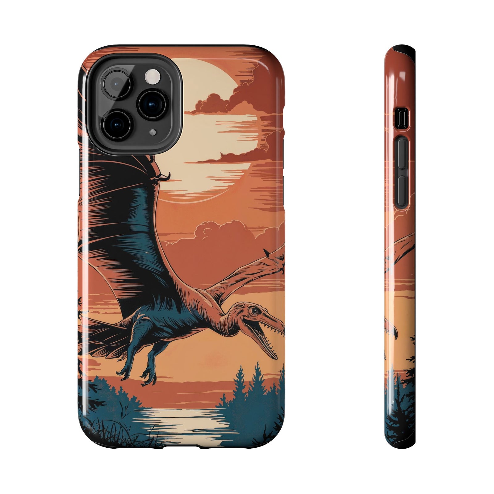 Sunset Pterodactyl Adventure - Dinosaur Phone Case