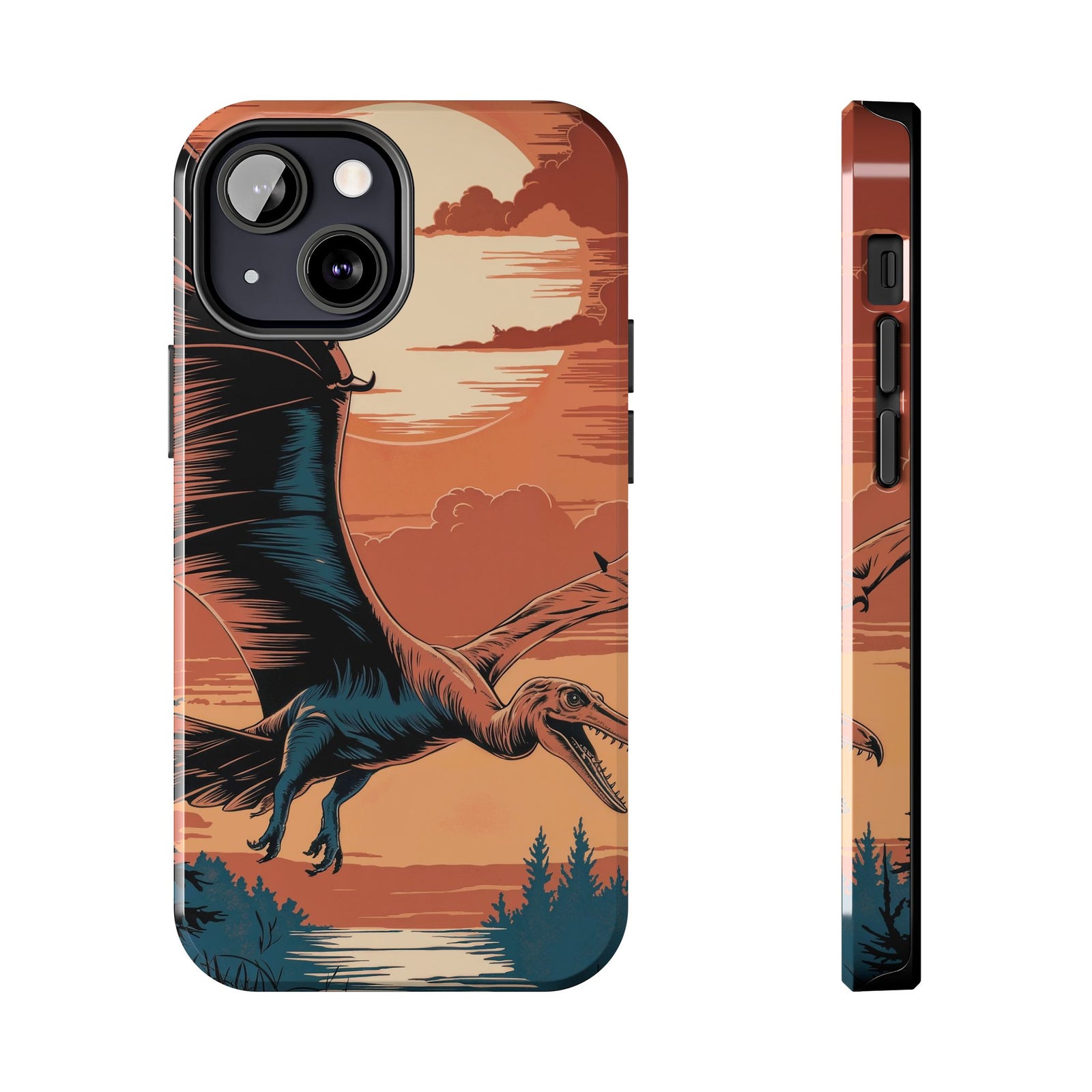 Sunset Pterodactyl Adventure - Dinosaur Phone Case