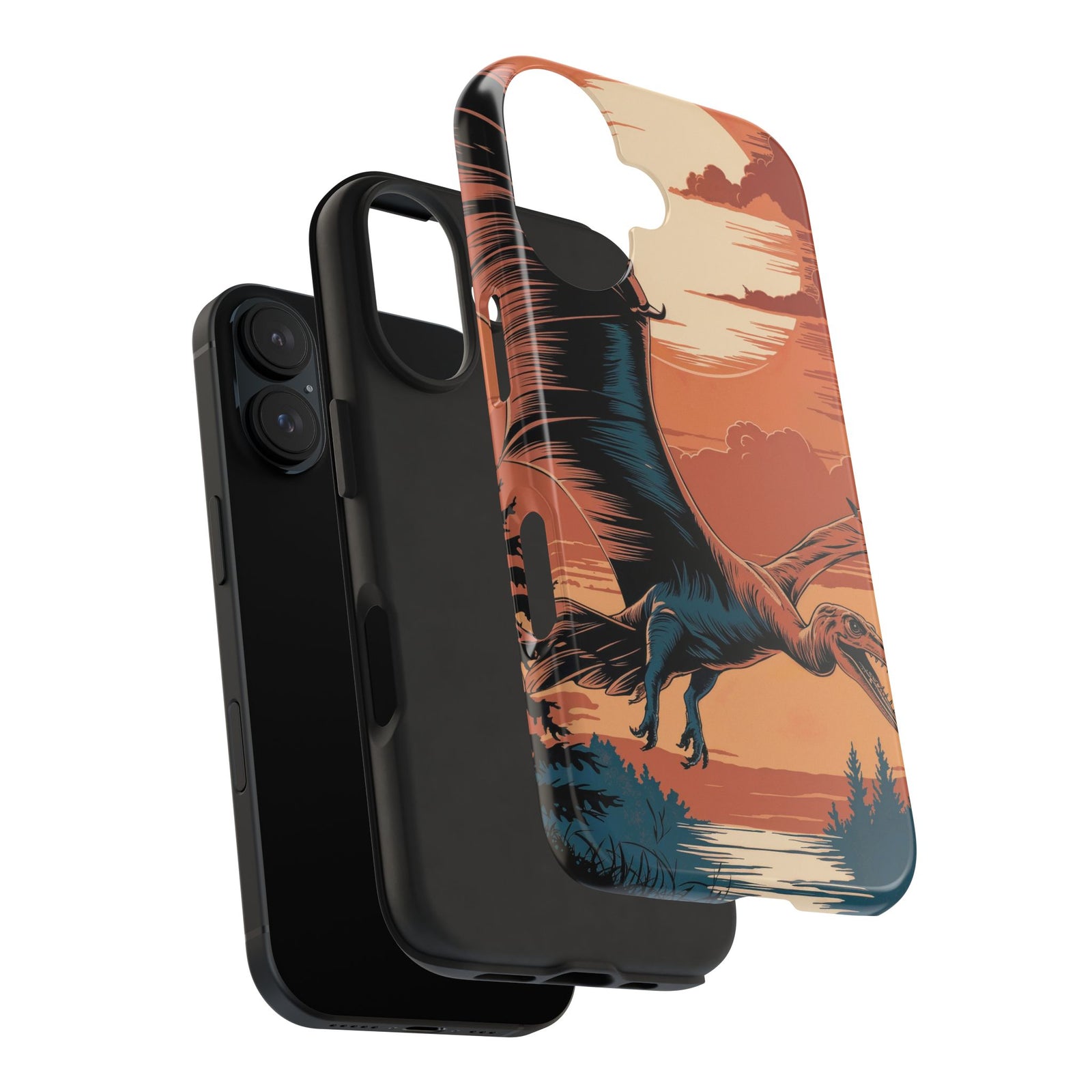 Sunset Pterodactyl Adventure - Dinosaur Phone Case