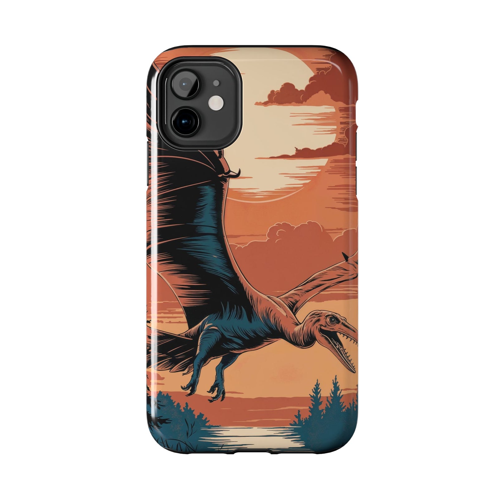 Sunset Pterodactyl Adventure - Dinosaur Phone Case