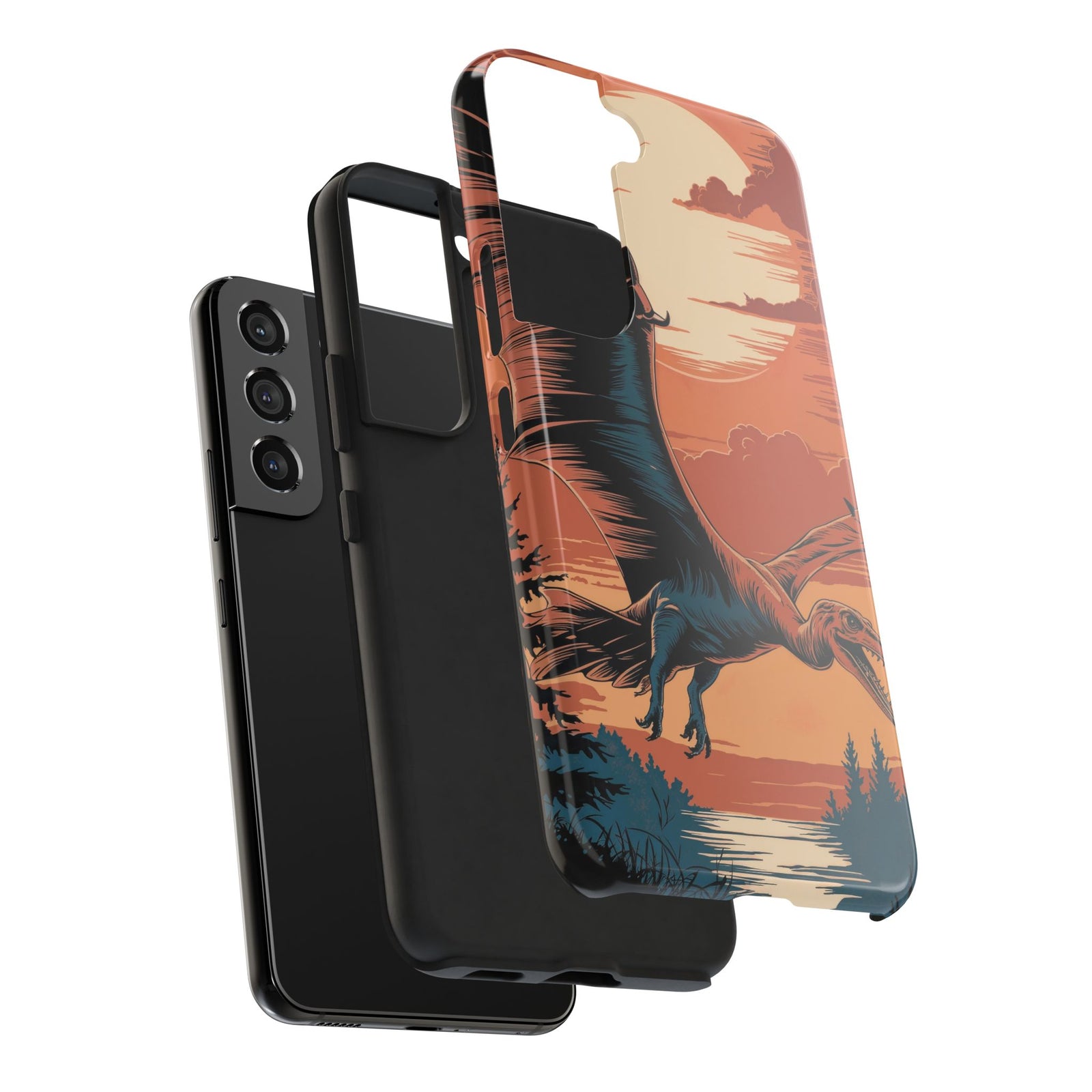 Sunset Pterodactyl Adventure - Dinosaur Phone Case