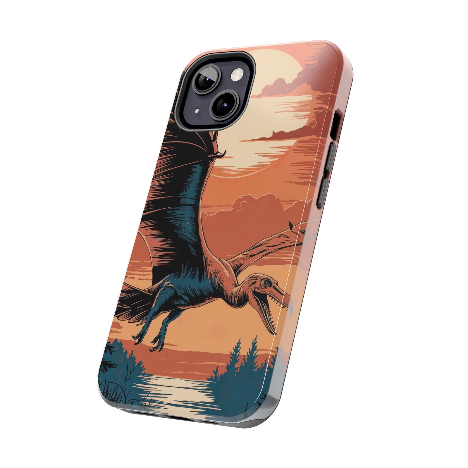 Sunset Pterodactyl Adventure - Dinosaur Phone Case