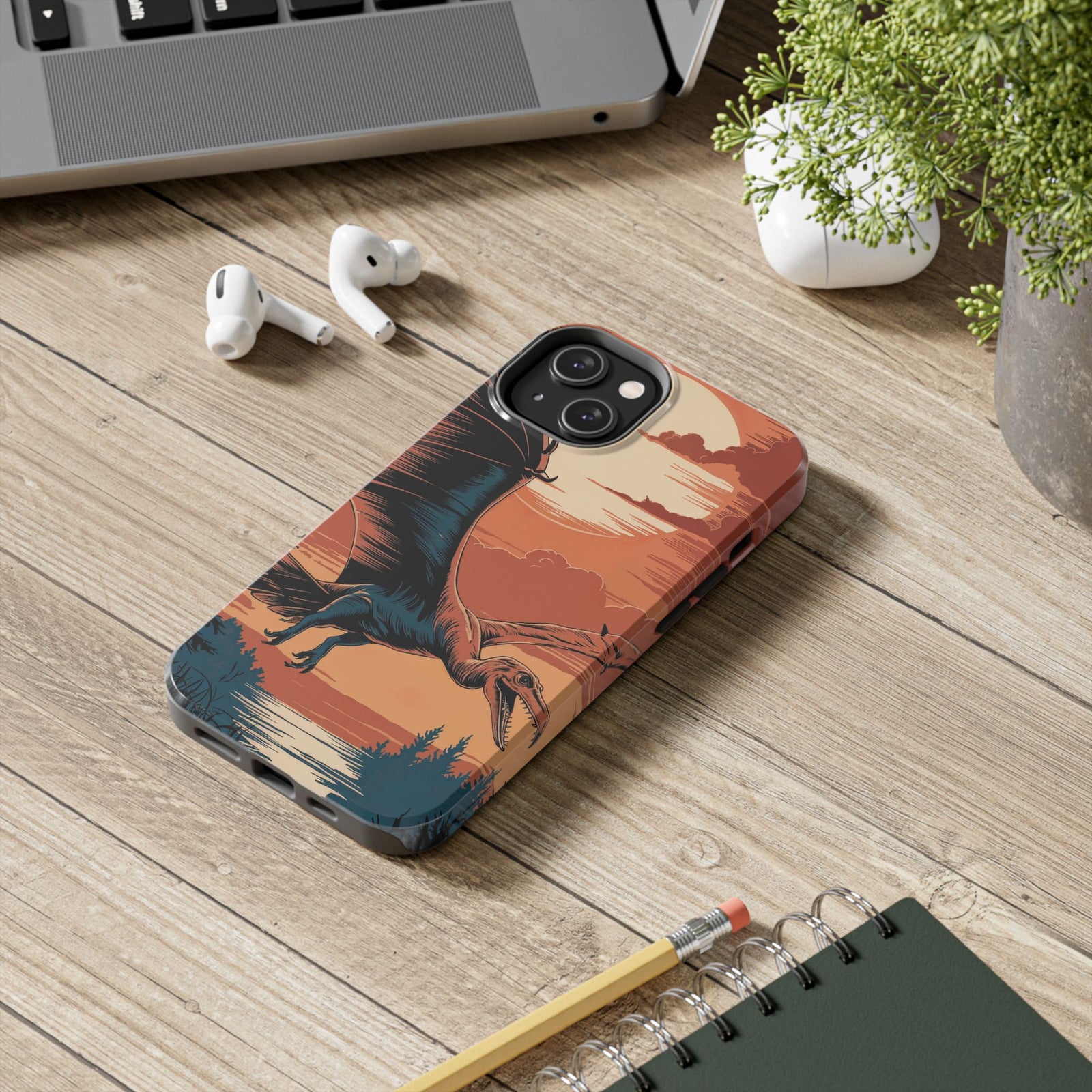 Sunset Pterodactyl Adventure - Dinosaur Phone Case