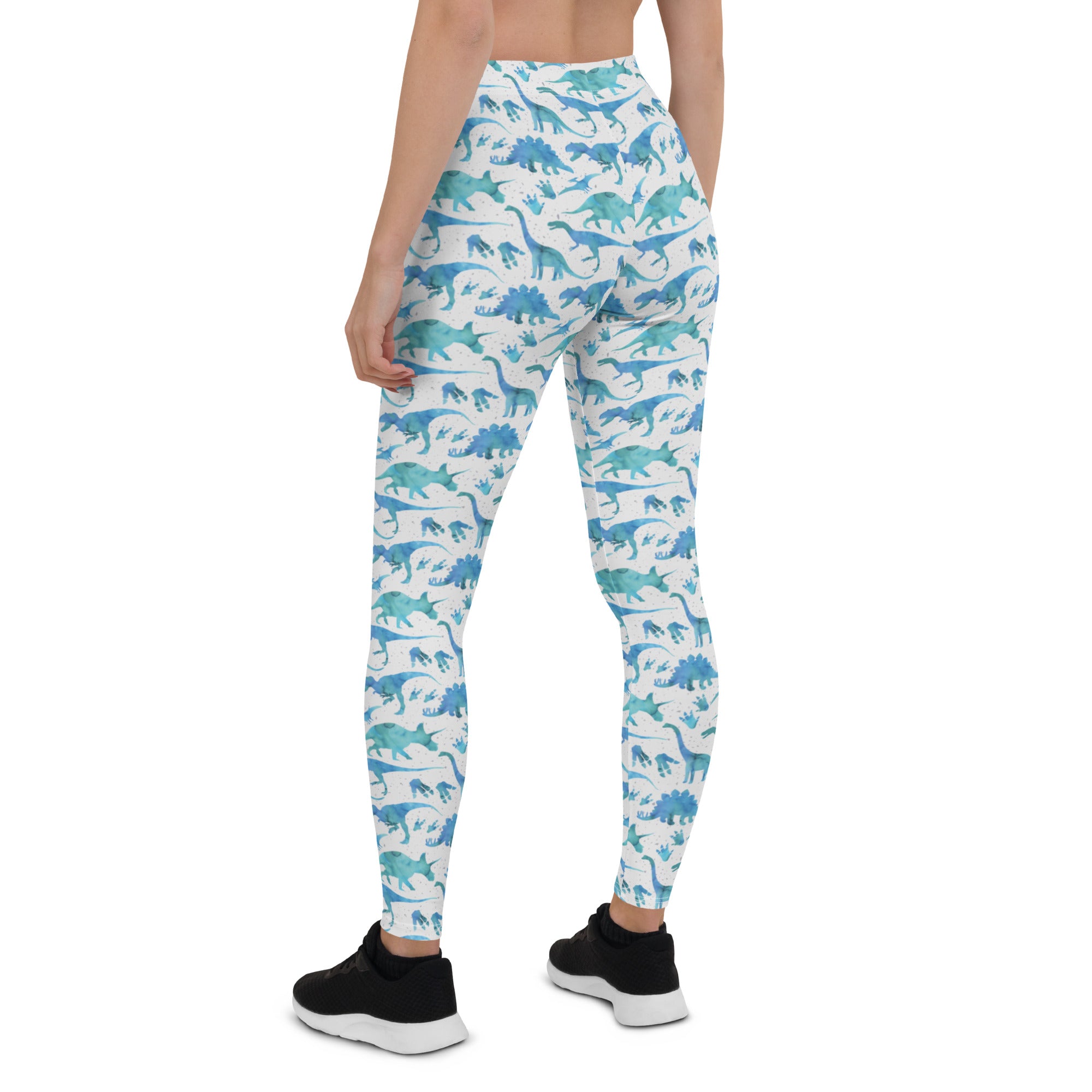 Blue Watercolor Dinos - Women's Leggings