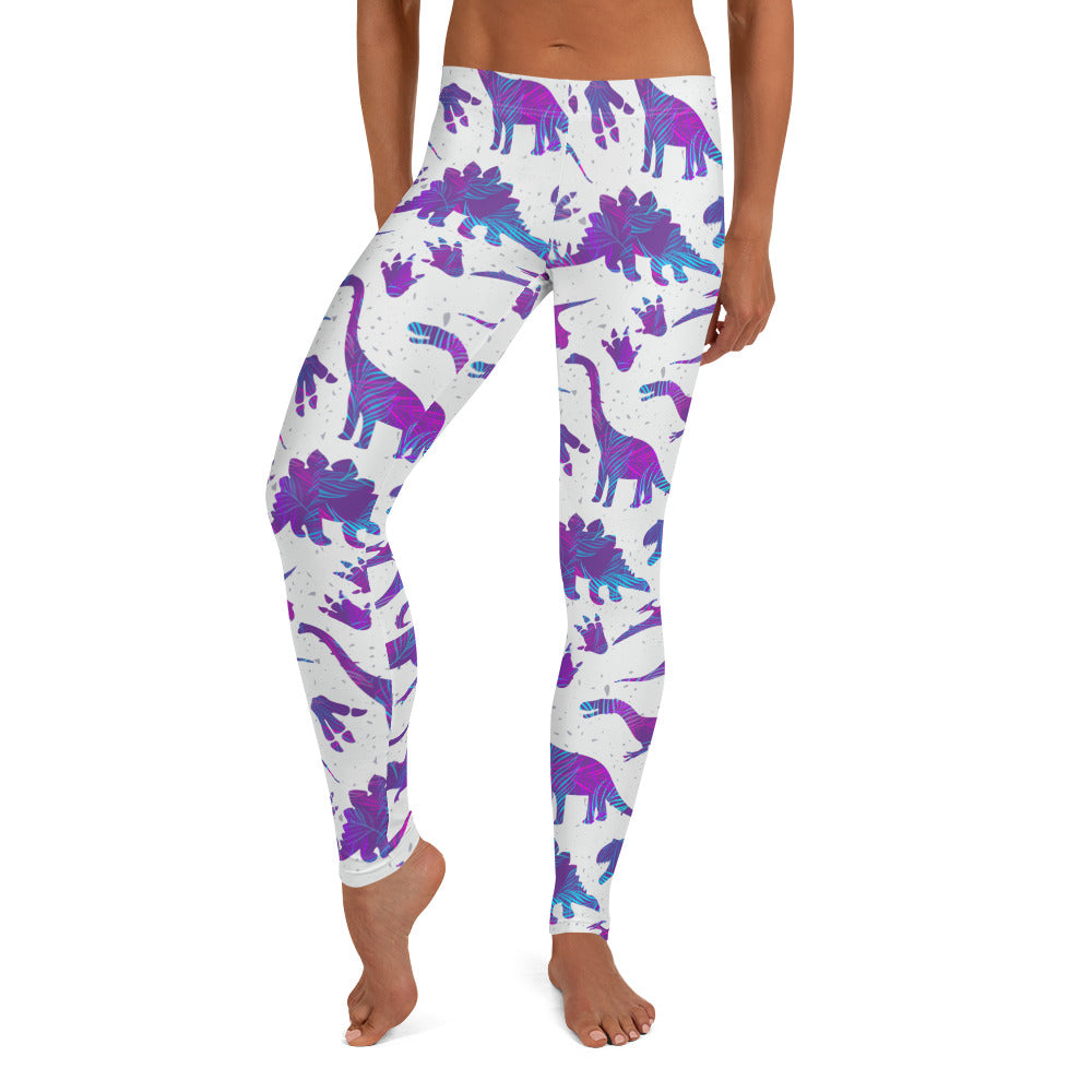 Crazy Purple Dinos - Women's Dinosaur Leggings