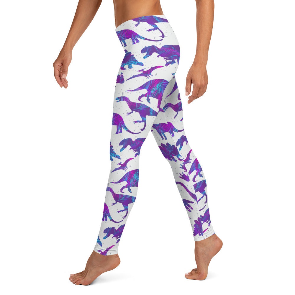 Crazy Purple Dinos - Women&#39;s Dinosaur Leggings