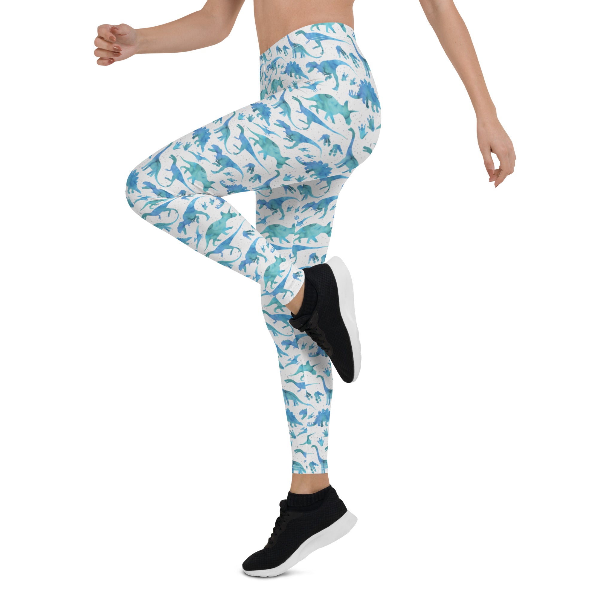 Blue Watercolor Dinos - Women's Leggings